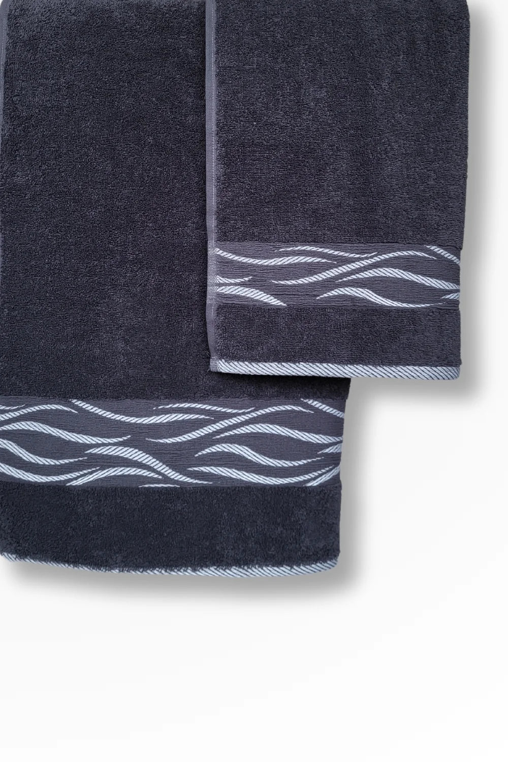 Belmanetti Premium Cotton Terry Towel Wave Design in Grey - Long-lasting luxury