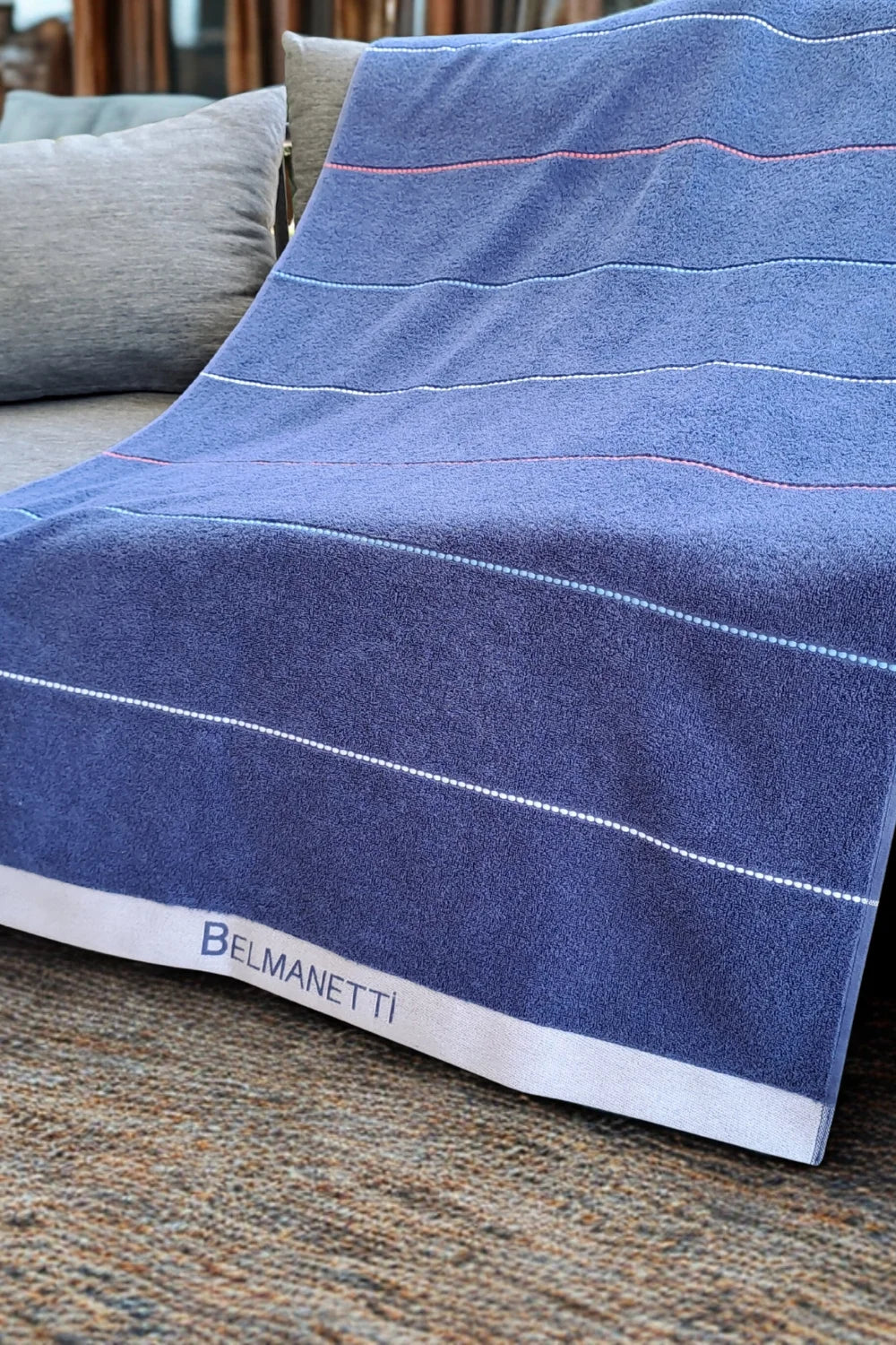 Belmanetti Beach Towel Dash Stripe Supersoft Cotton in Shell Pink - Premium quality fabrics