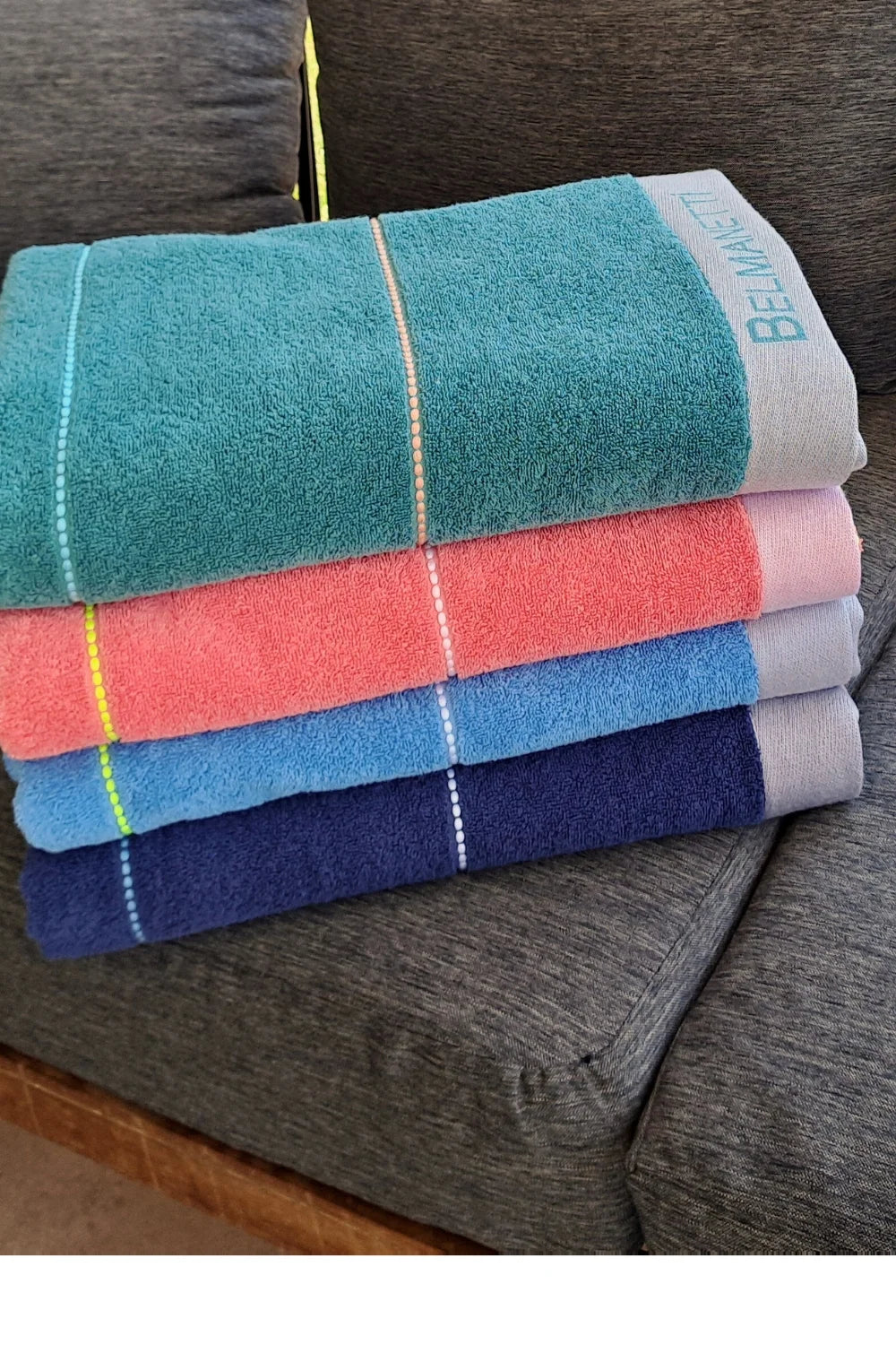 Belmanetti Beach Towel Dash Stripe Supersoft Cotton in Provence Blue - Everyday spa comfort