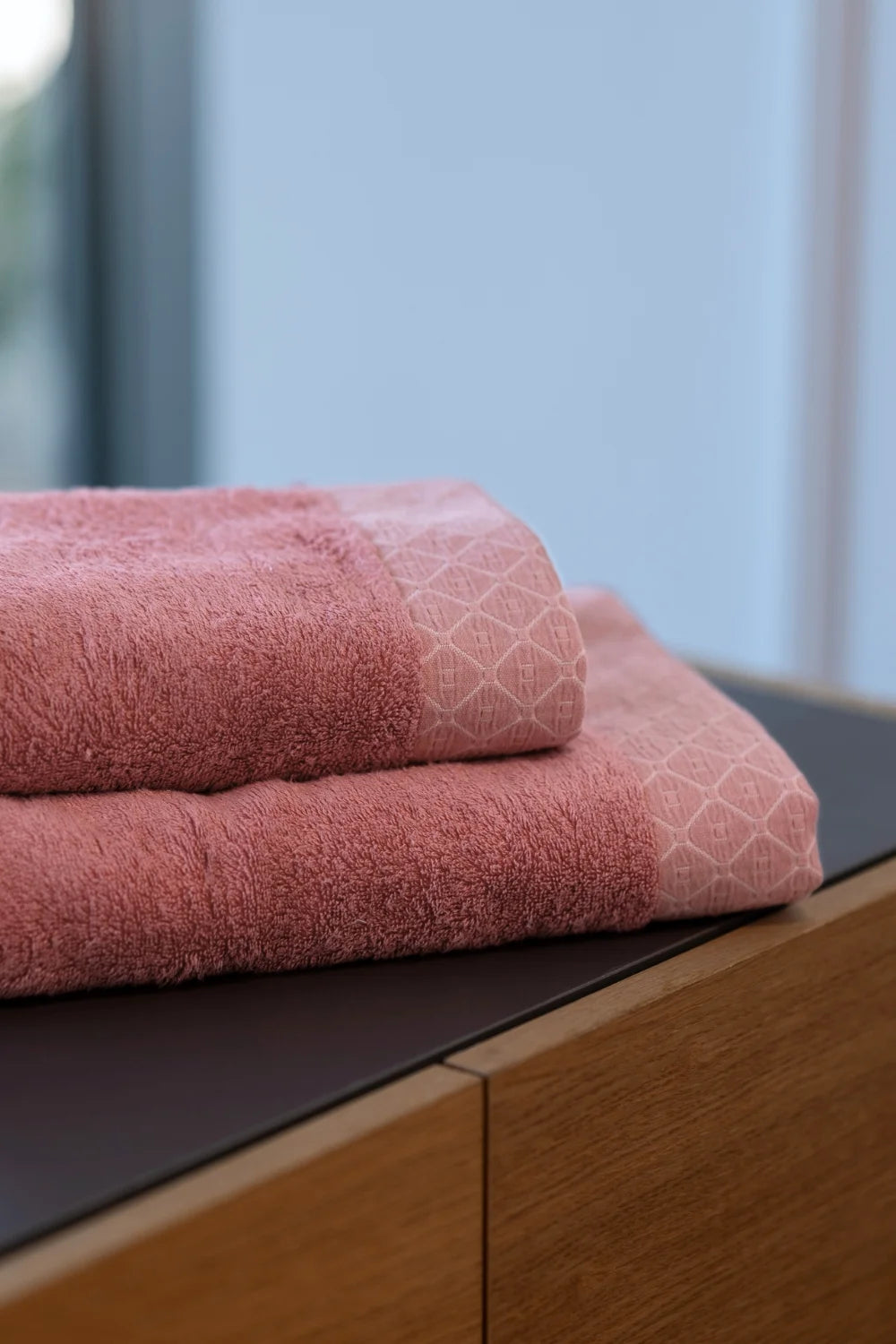 Belmanetti Bamboo Blended Towel With Deluxe Trim in Rose - Made in Europe