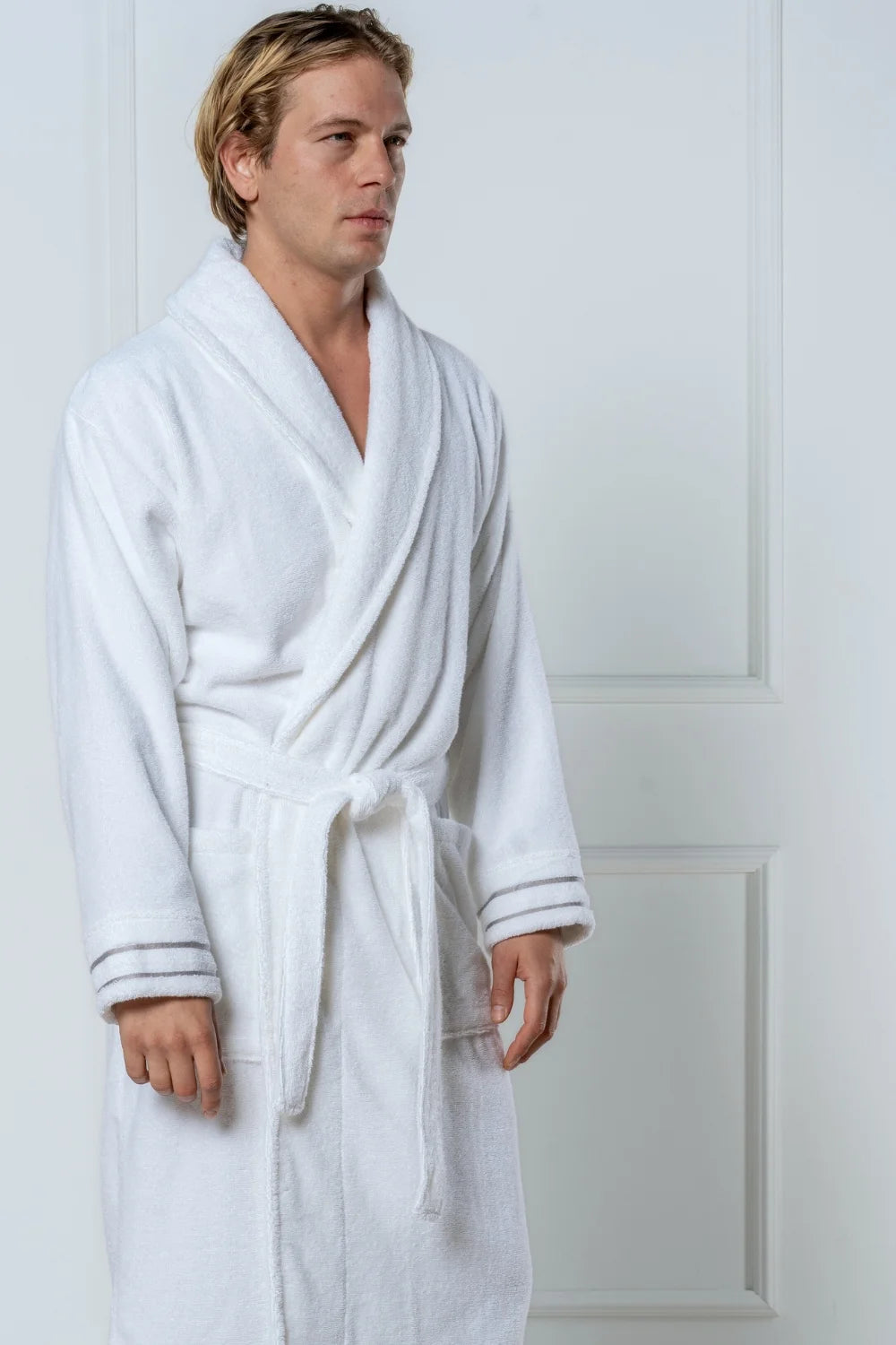 Belmanetti Premium Cotton Terry Bathrobe With Shawl in White - Everyday spa comfort