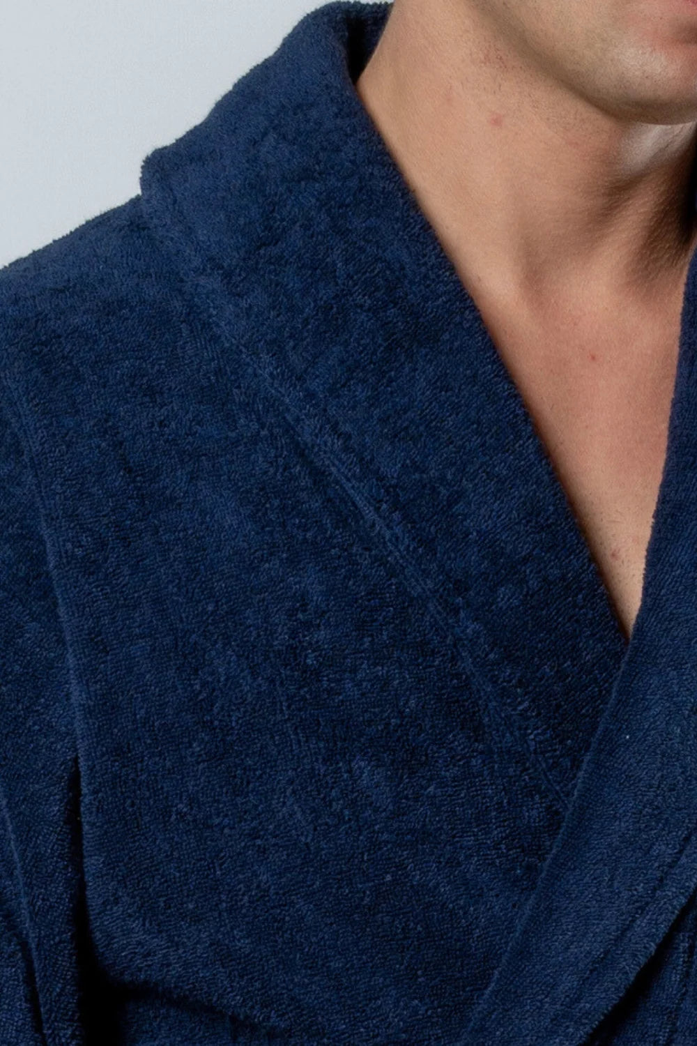 Belmanetti Premium Cotton Terry Bathrobe With Shawl in Dark Blue - Gift-ready packaging