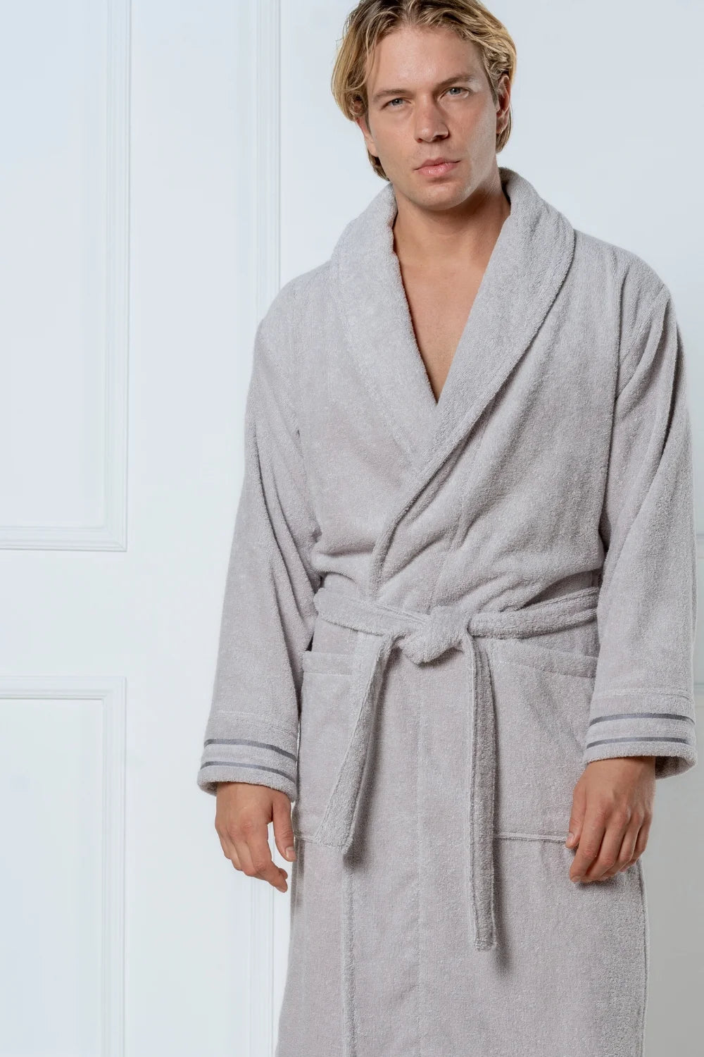 Belmanetti Premium Cotton Terry Bathrobe With Shawl in Dark Blue - Year-round coziness