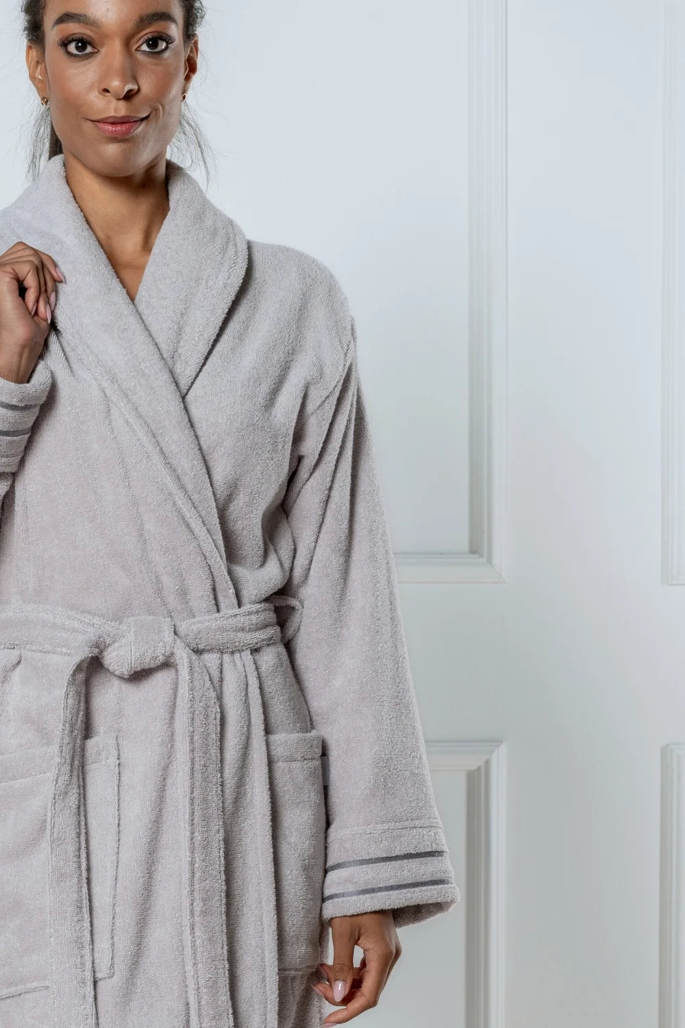 Belmanetti Premium Cotton Terry Bathrobe With Shawl in Dark Blue - Lounge-ready comfort