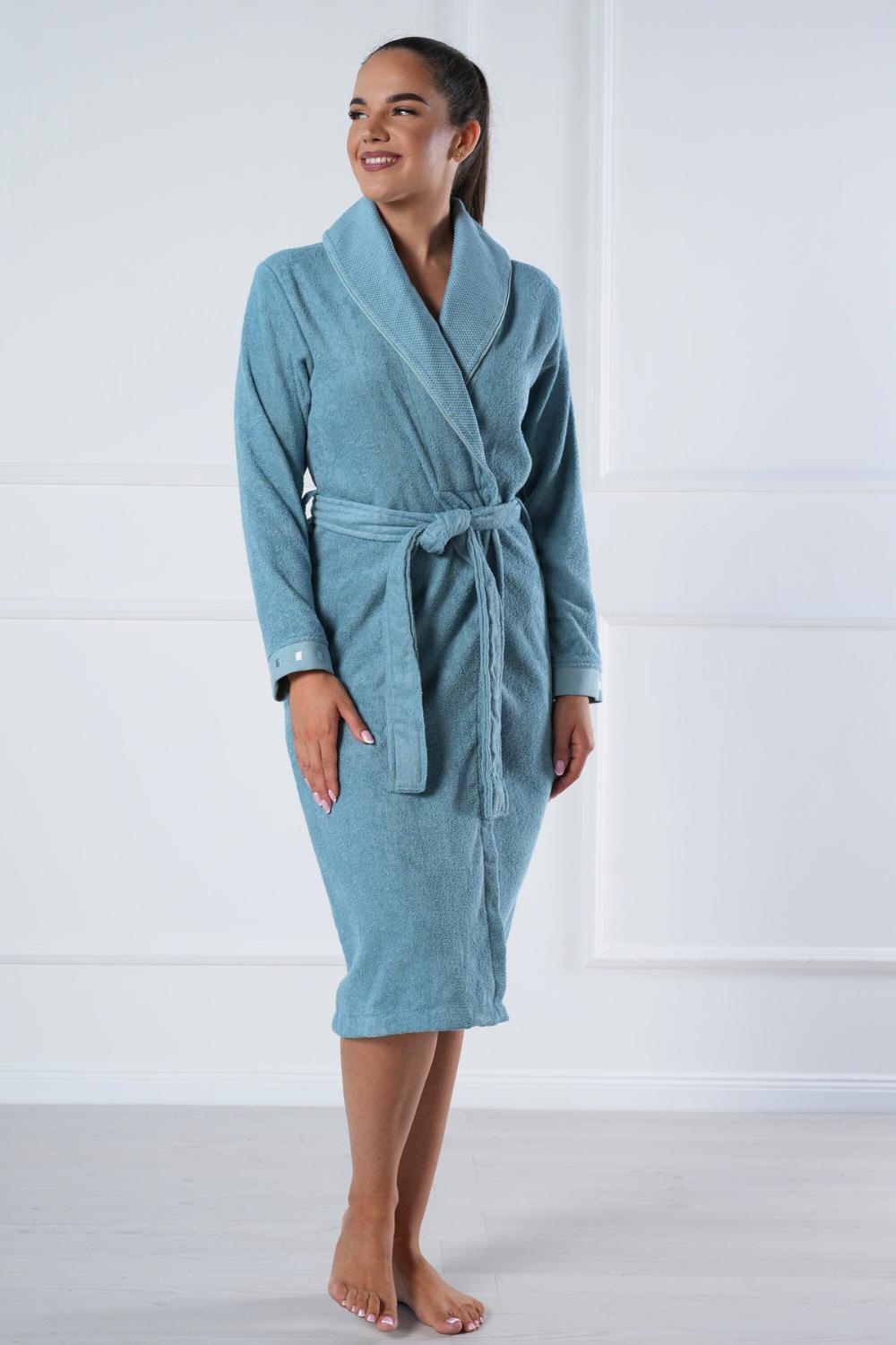 Belmanetti Eco Friendly Bamboo Cotton Shawl Collar in SeaBlue - Everyday spa comfort