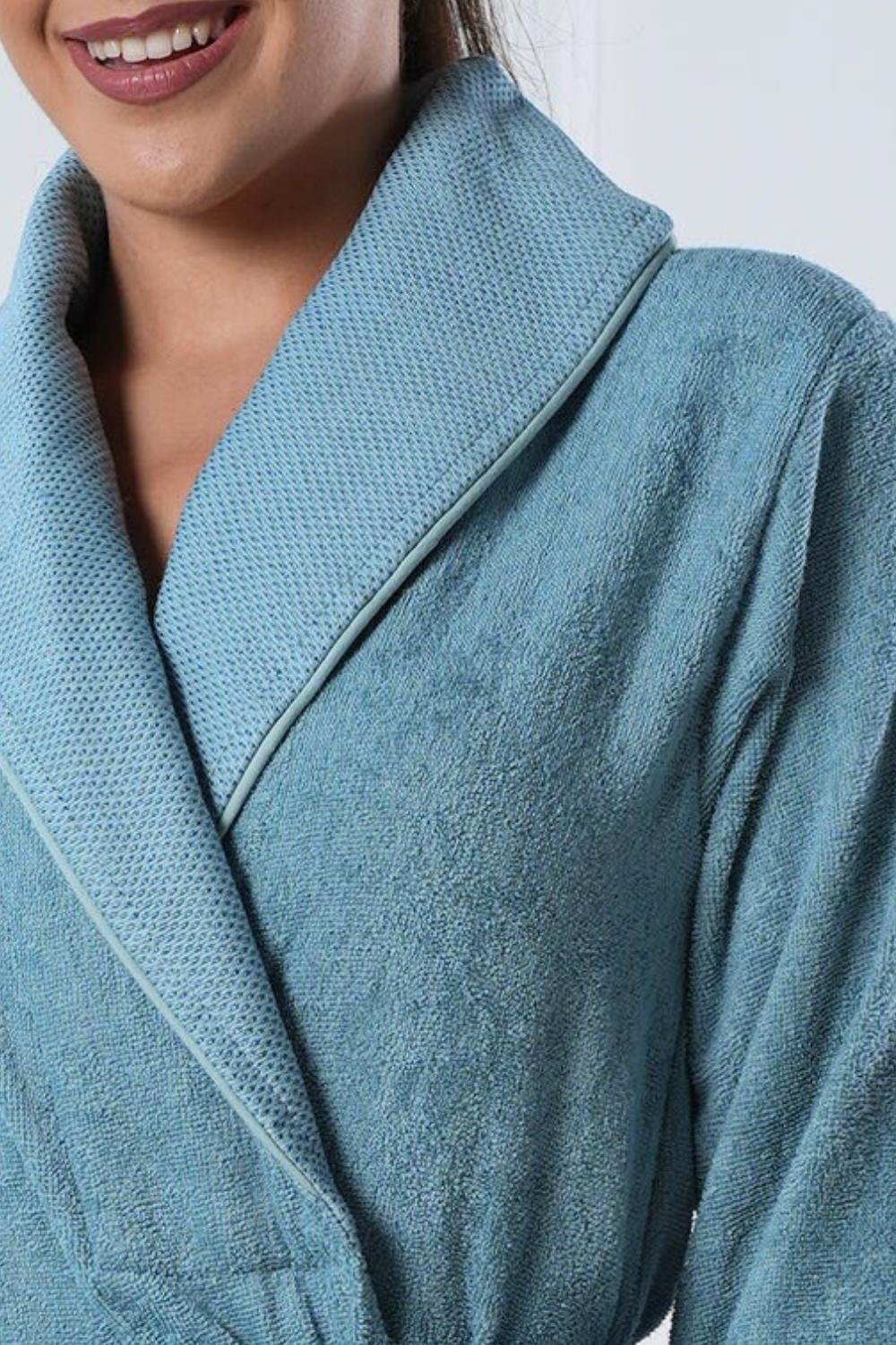 Belmanetti Eco Friendly Bamboo Cotton Shawl Collar in SeaBlue - Bamboo-based comfort
