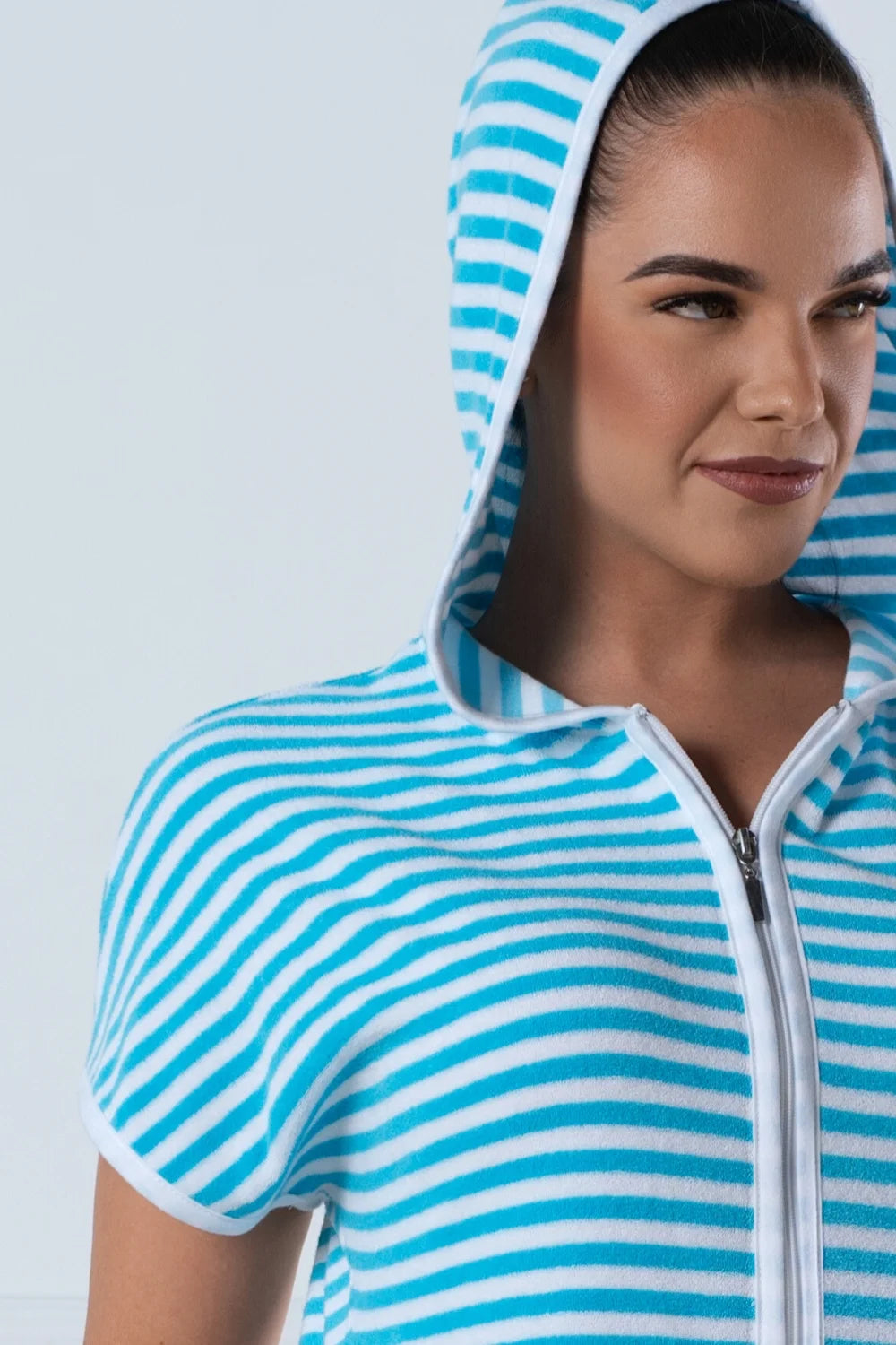 Belmanetti Hooded Zip Beach Home Dress Terry in striped - Premium quality fabrics