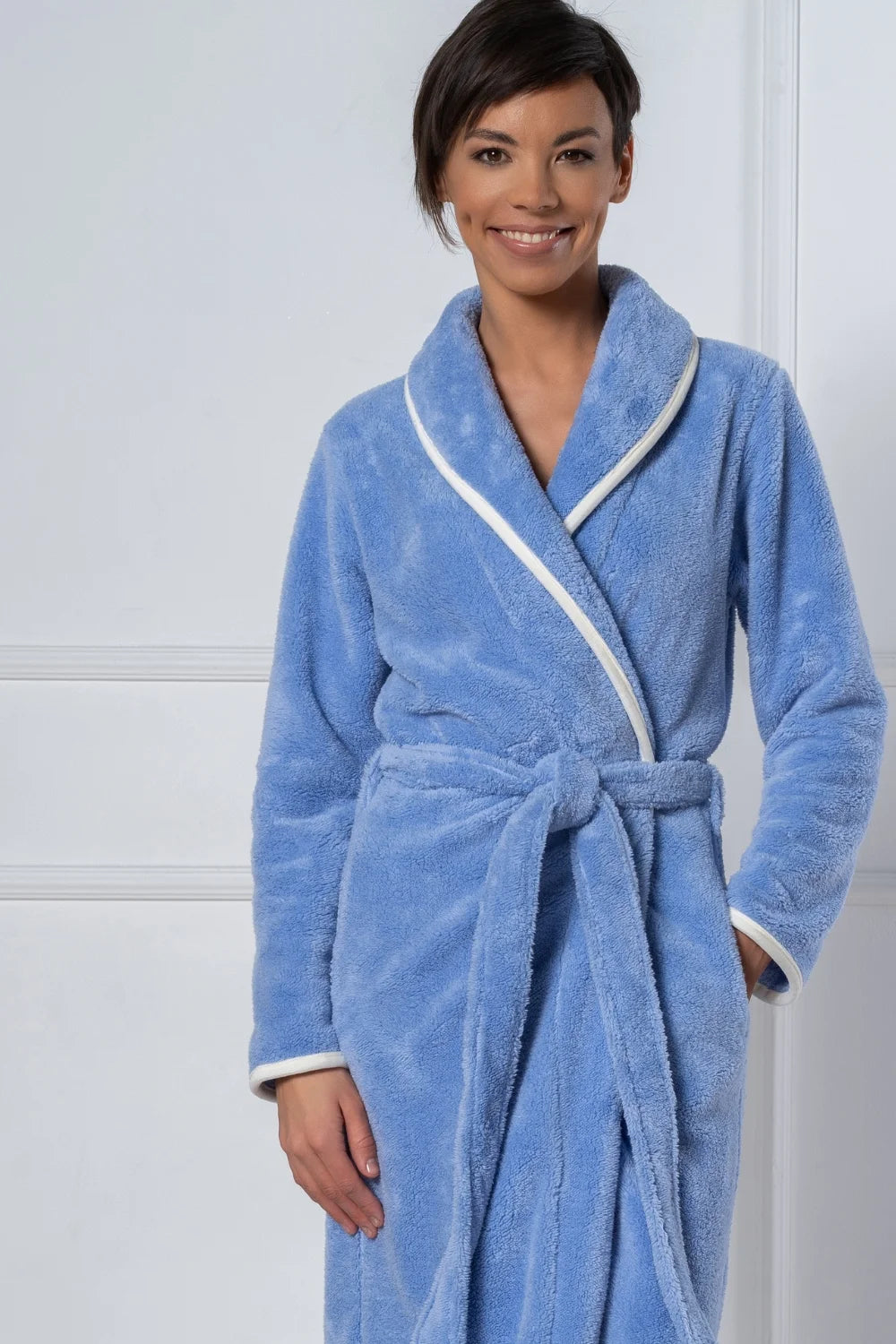 Belmanetti Shawl Collar Wellsoft Women Bathrobes in peach - Made in Europe