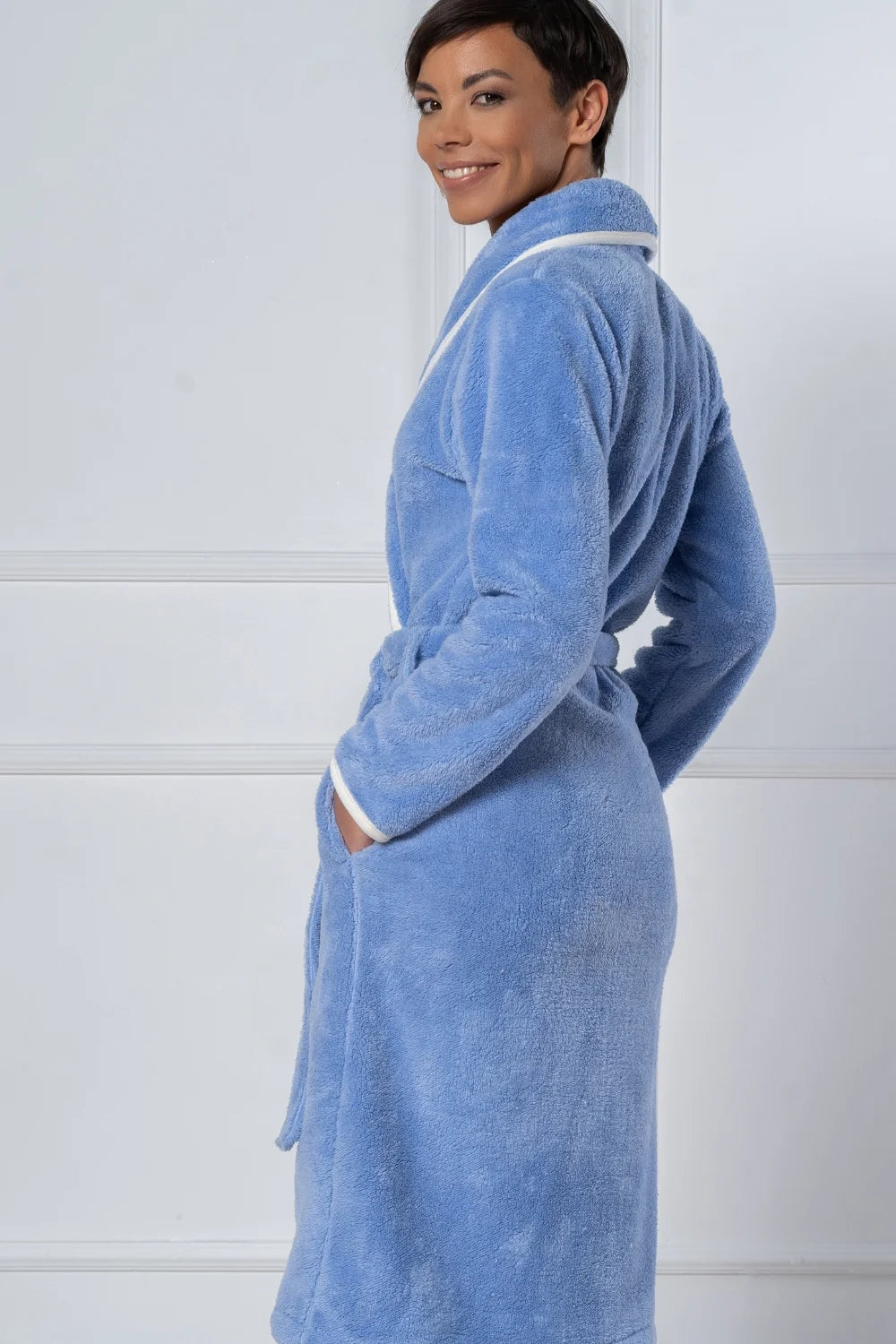 Belmanetti Shawl Collar Wellsoft Women Bathrobes in peach - Premium quality fabrics