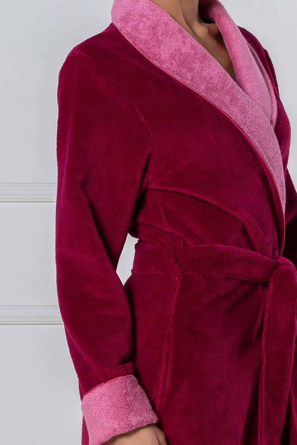 Belmanetti Bamboo Blend Luxe Contrast Shawl Collar in Mid Blue - Made in Europe