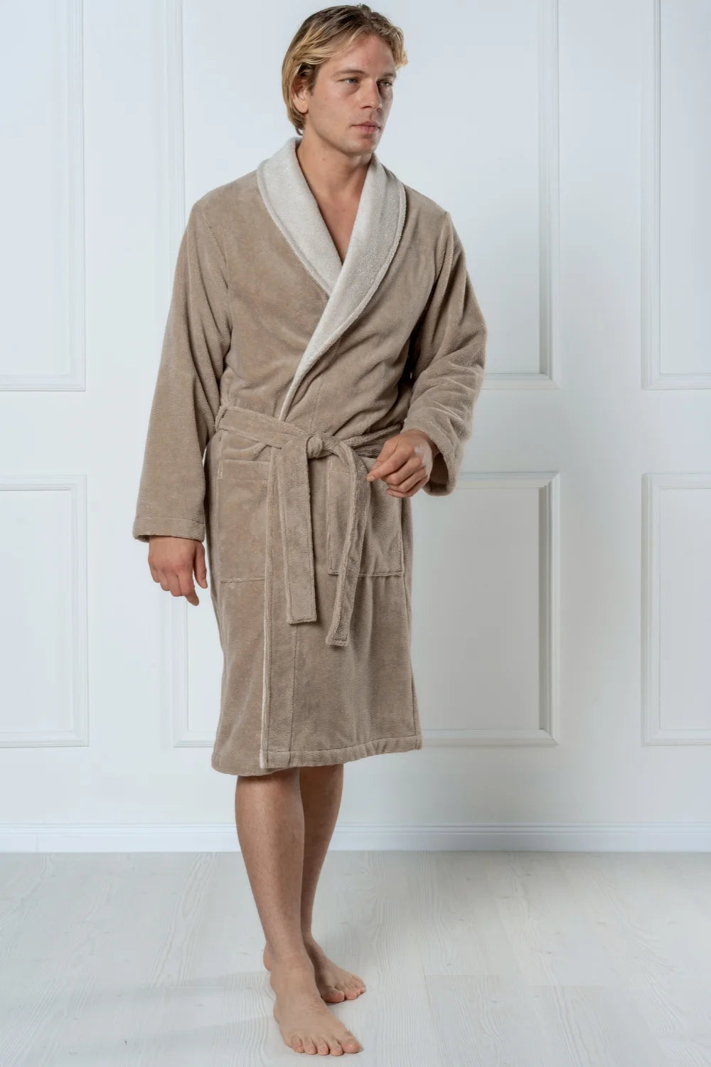 Belmanetti Men S Shawl Collar Bamboo Blend in Volcanic - Lounge-ready comfort