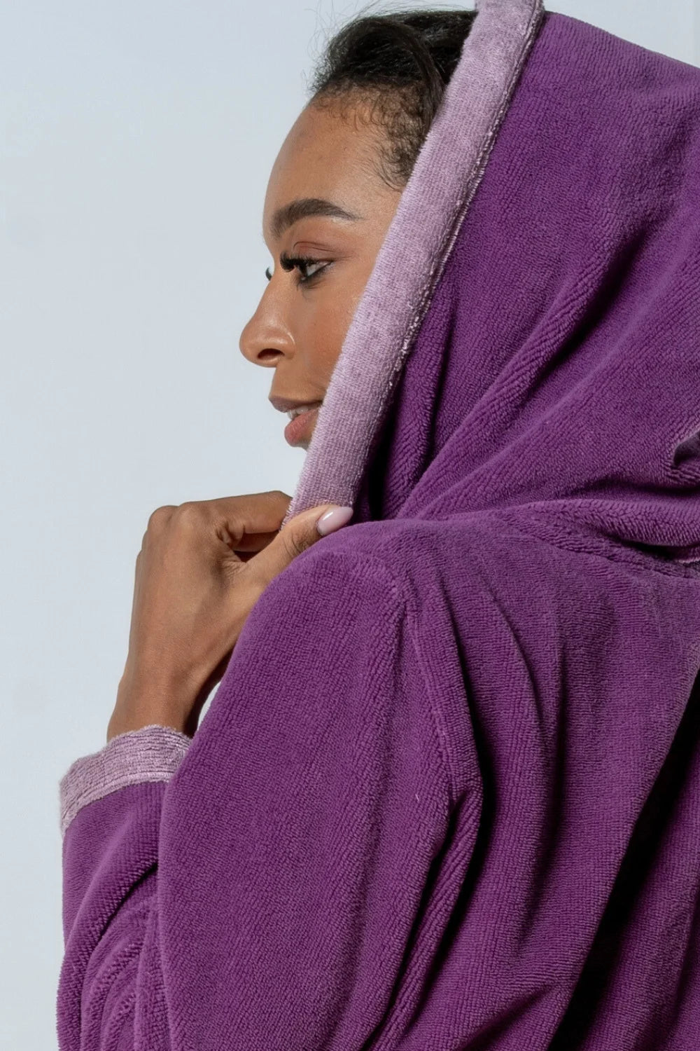 Belmanetti Bamboo Infused Long Hooded Robe in Grape - Free delivery available