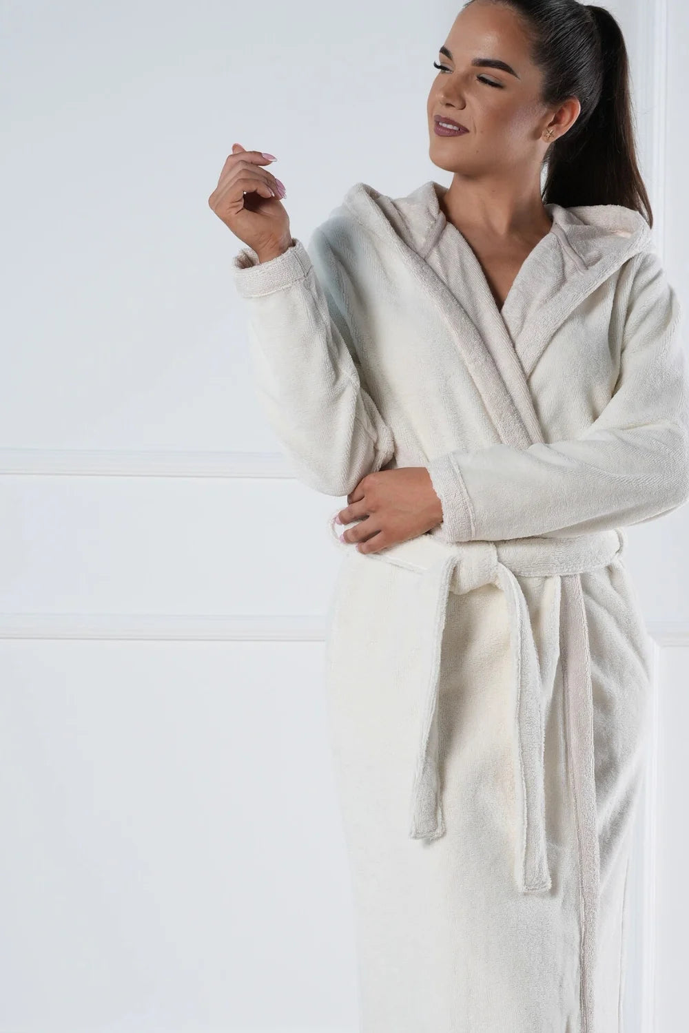 Belmanetti Bamboo Infused Long Hooded Robe in Cream - Perfect for slow mornings
