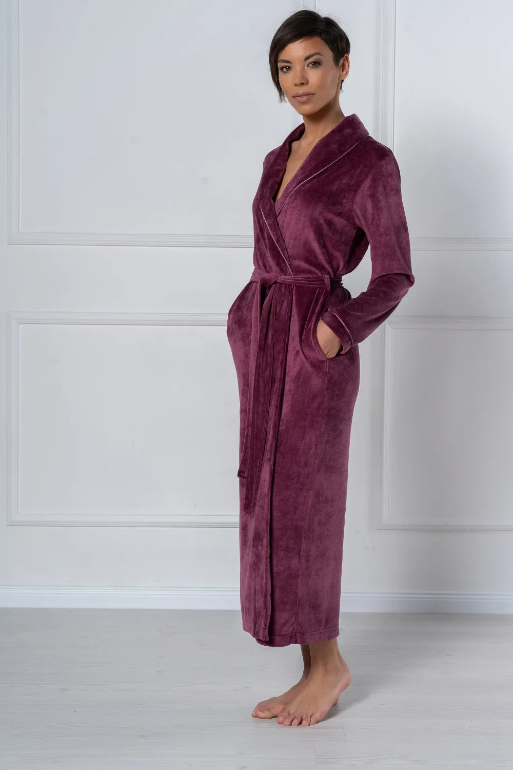 Belmanetti Extra Long Luxurious Modal Velour Bathrobe in Shark Grey - Premium quality fabrics