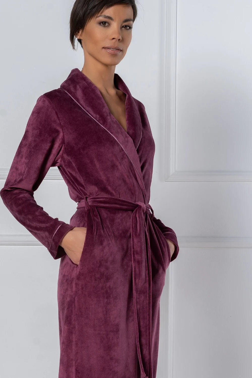Belmanetti Extra Long Luxurious Modal Velour Bathrobe in Shark Grey - European craftsmanship