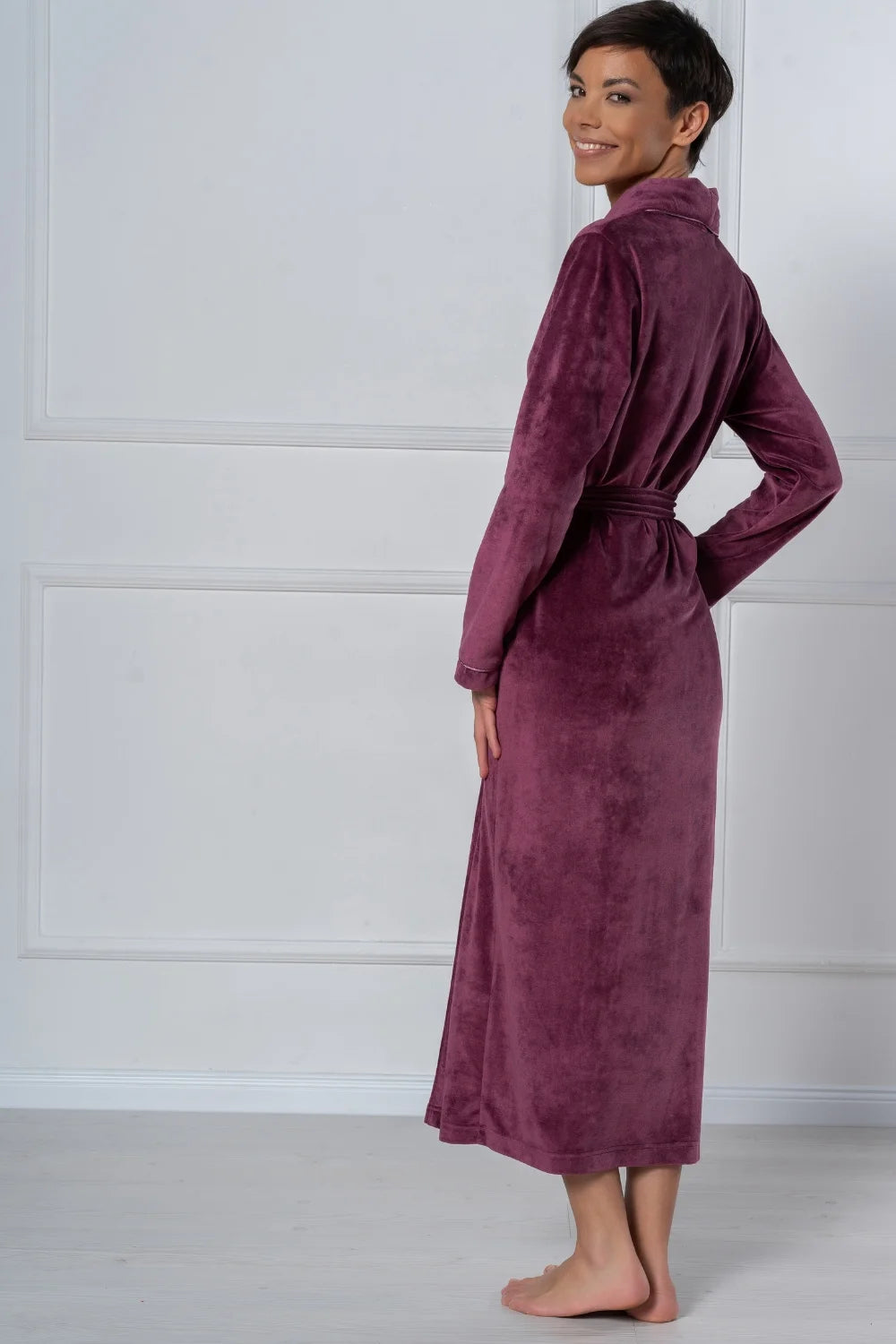 Belmanetti Extra Long Luxurious Modal Velour Bathrobe in Shark Grey - Everyday spa comfort