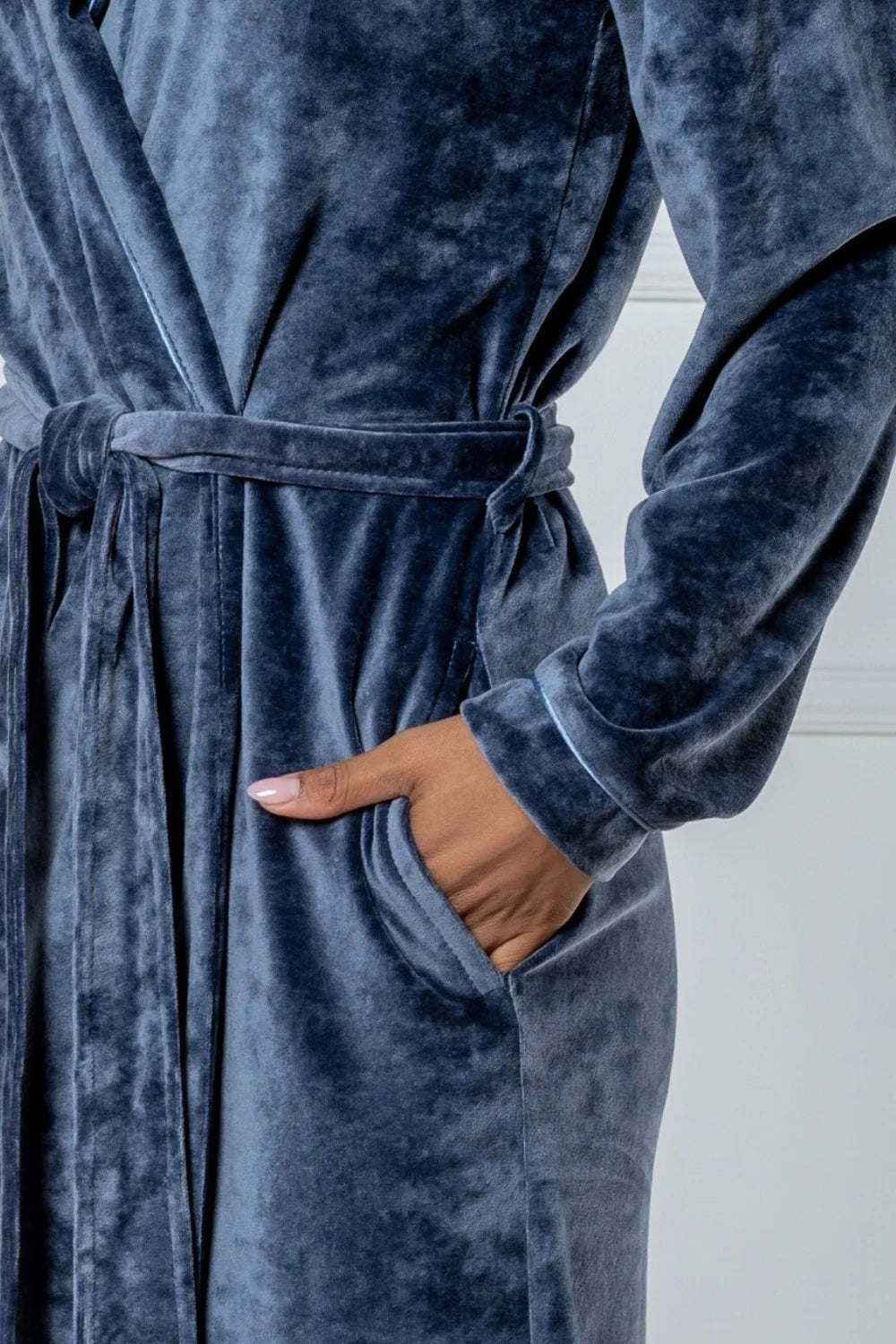 Belmanetti Extra Long Luxurious Modal Velour Bathrobe in Night Blue - Perfect for slow mornings