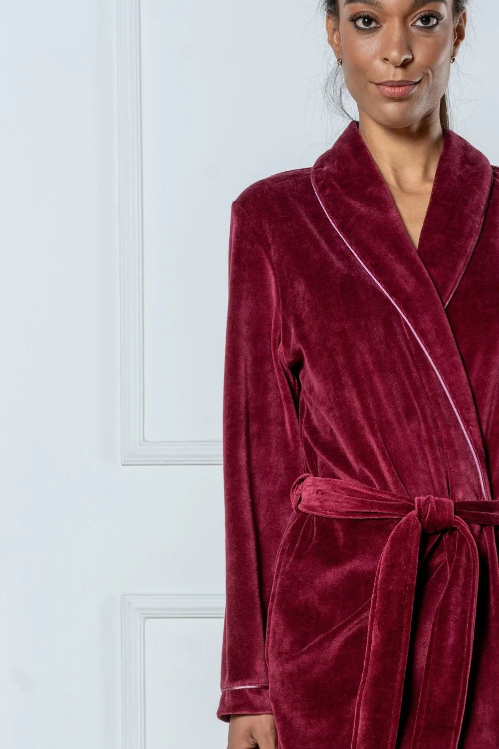 Belmanetti Extra Long Luxurious Modal Velour Bathrobe in Night Blue - Made in Europe