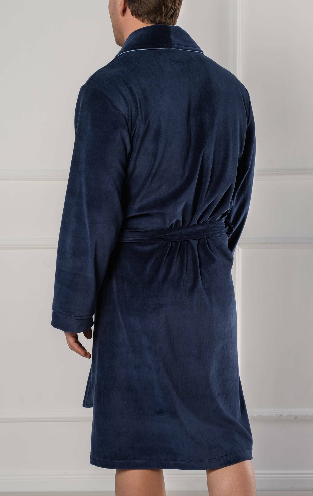 Men’s Shawl Collar Bathrobe in Soft Cotton Velour