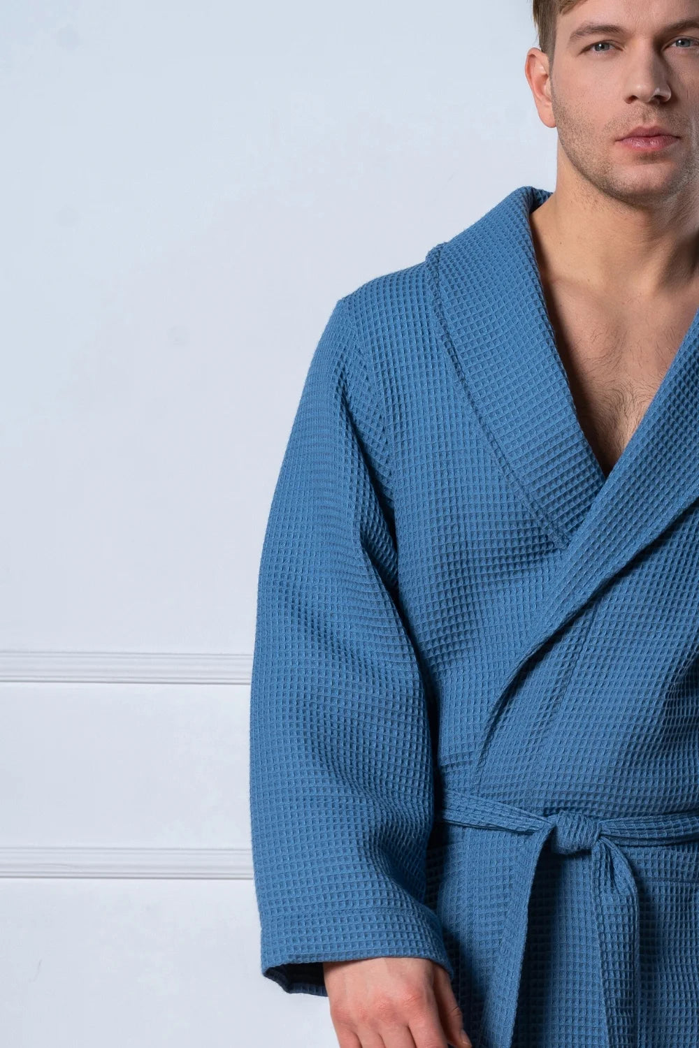 Belmanetti Shawl Collar Men Bathrobe Bamboo Cotton in white - Premium quality fabrics