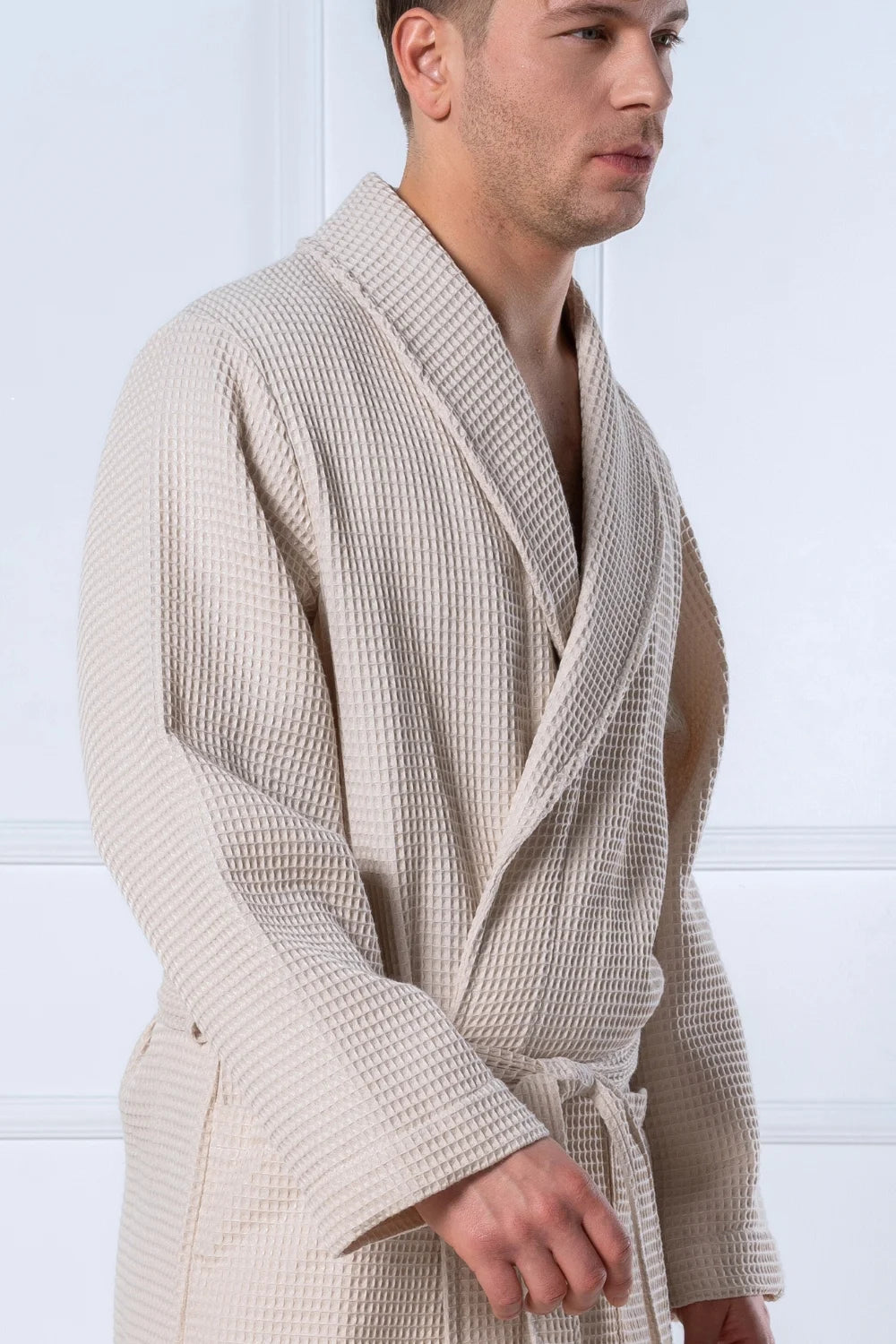 Belmanetti Shawl Collar Men Bathrobe Bamboo Cotton in jeans-blue - Perfect for slow mornings
