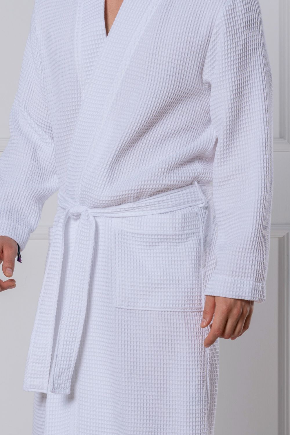 Belmanetti Men Waffle Bamboo Blend Hooded Robe in jeans-blue - Bamboo-based comfort