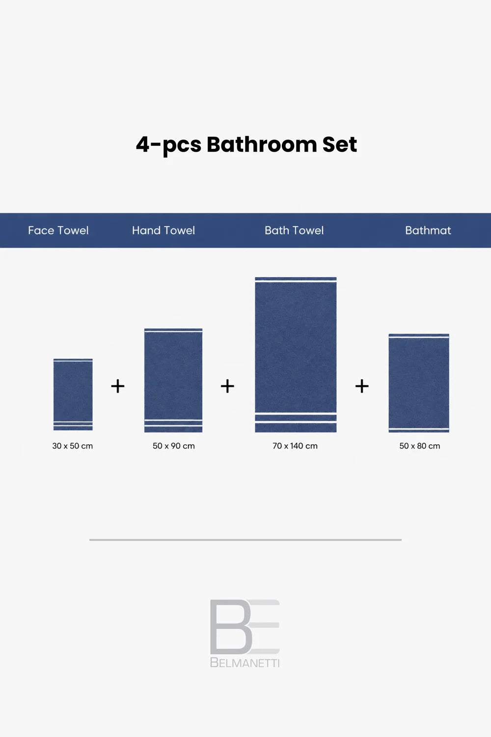 4-Piece Bamboo-Cotton Bathroom Set – Towel Set with Bath Mat