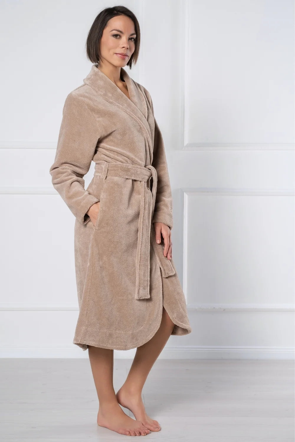 Curved Style Bamboo Velour Terry Robe
