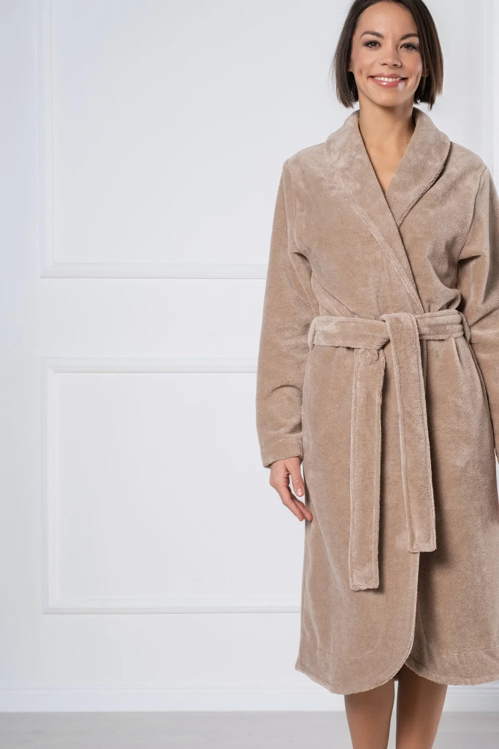 Curved Style Bamboo Velour Terry Robe