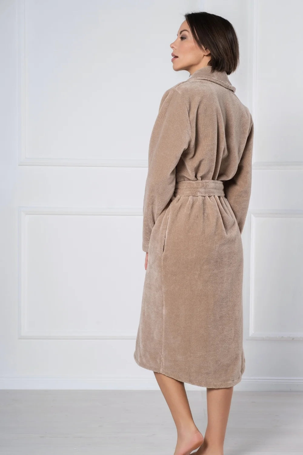 Curved Style Bamboo Velour Terry Robe