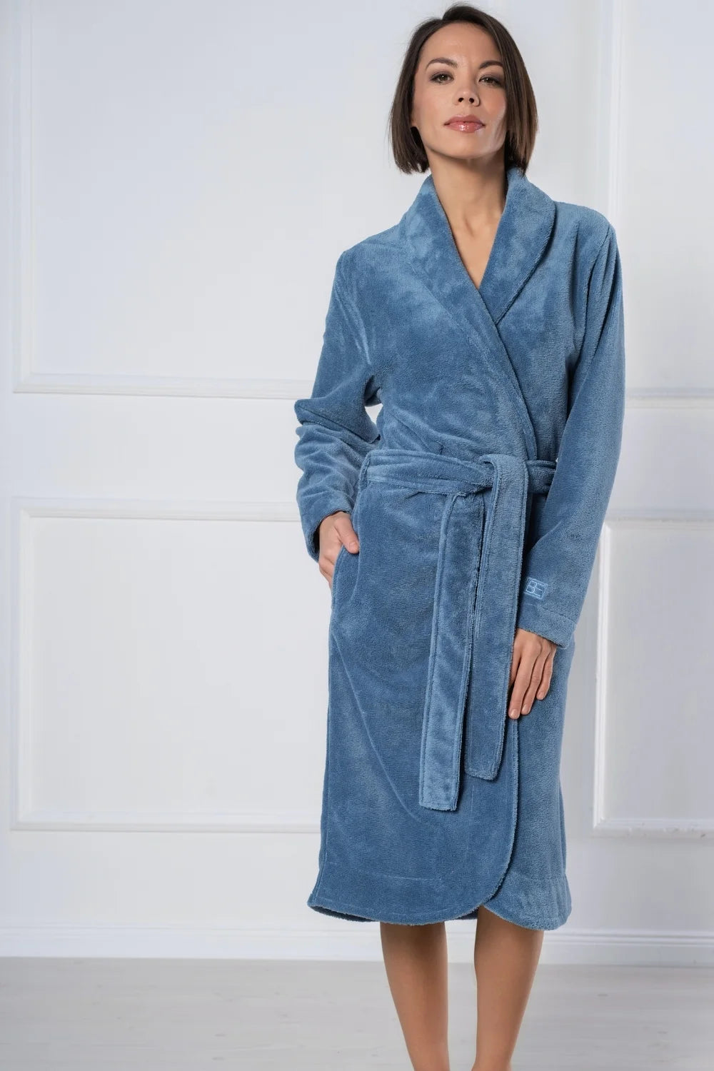 Curved Style Bamboo Velour Terry Robe