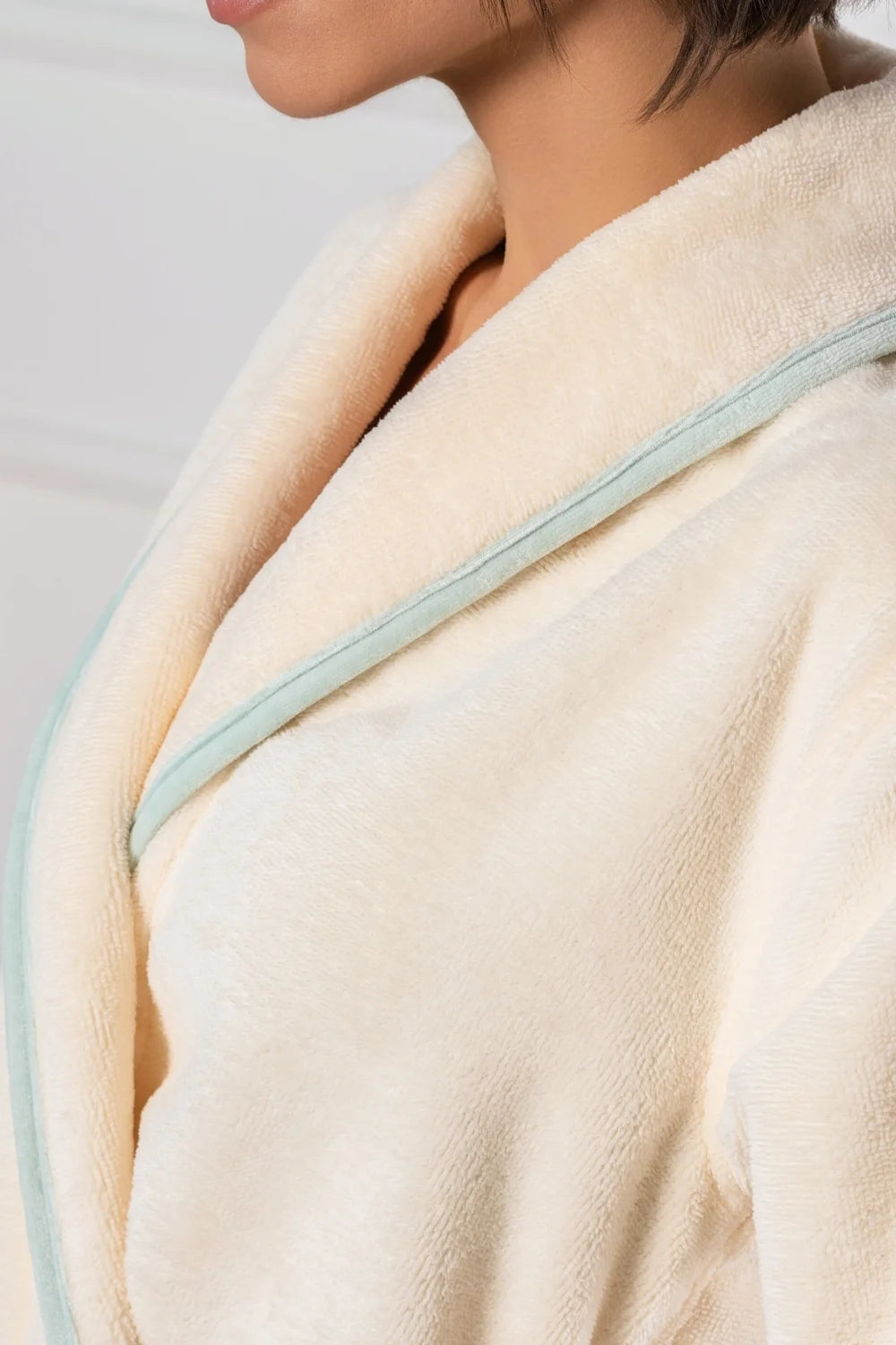 Shawl Collar Bathrobe in Soft Cotton Terry–Fleece