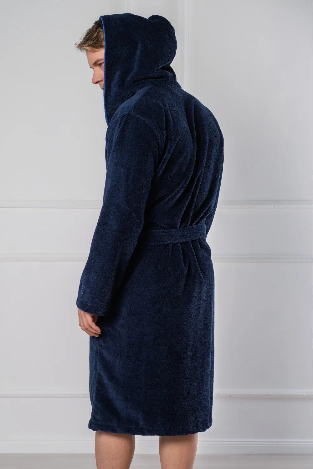 Hooded Bathrobe in Soft Cotton Terry–Fleece – Men’s