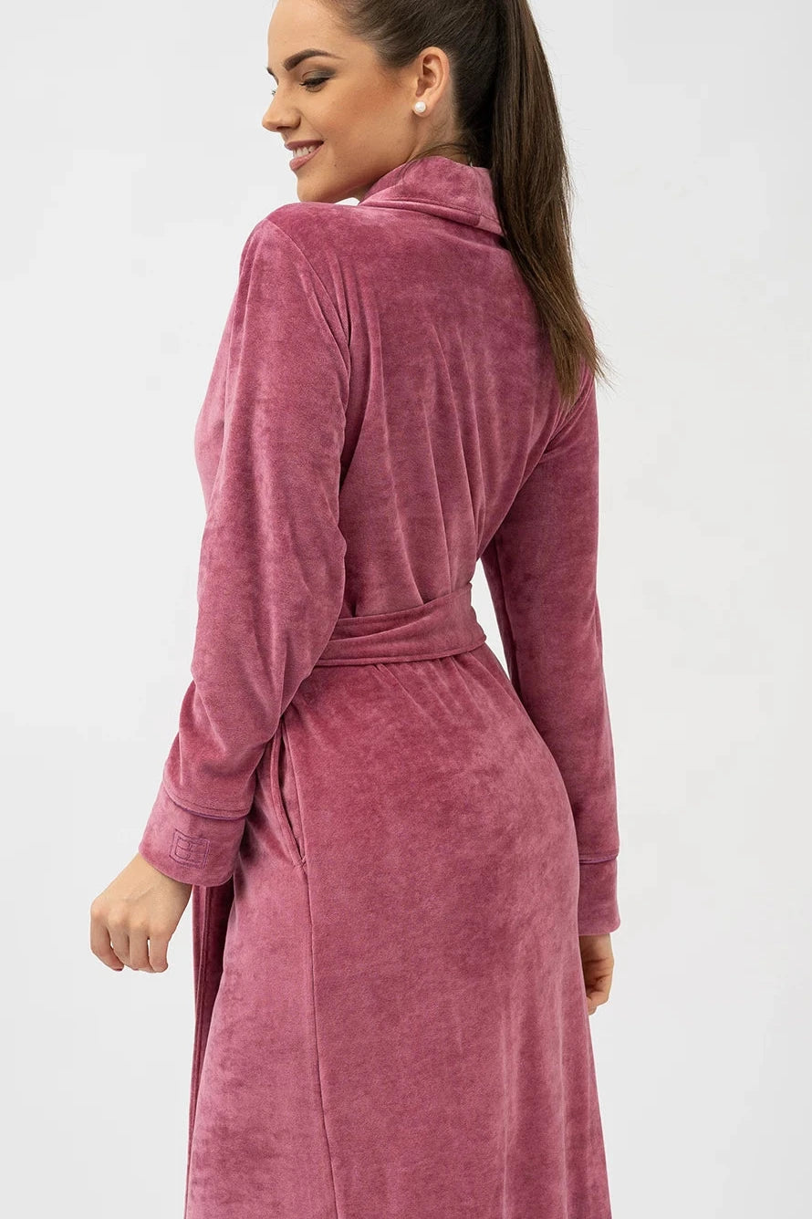 Belmanetti Elegant Shawl Collar Modal Velour Bathrobe in Violet - Free delivery available