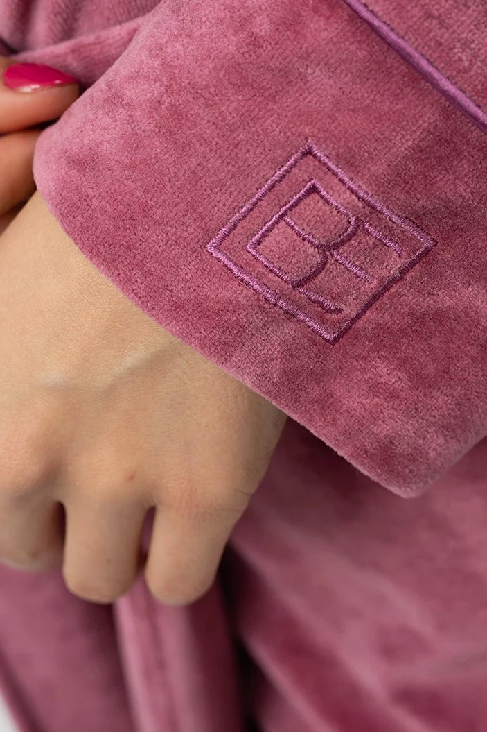 Belmanetti Elegant Shawl Collar Modal Velour Bathrobe in Violet - Premium quality fabrics