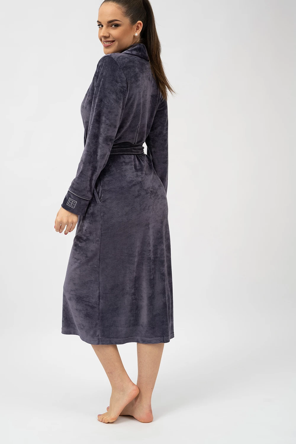 Belmanetti Elegant Shawl Collar Modal Velour Bathrobe in Graystone - Lounge-ready comfort
