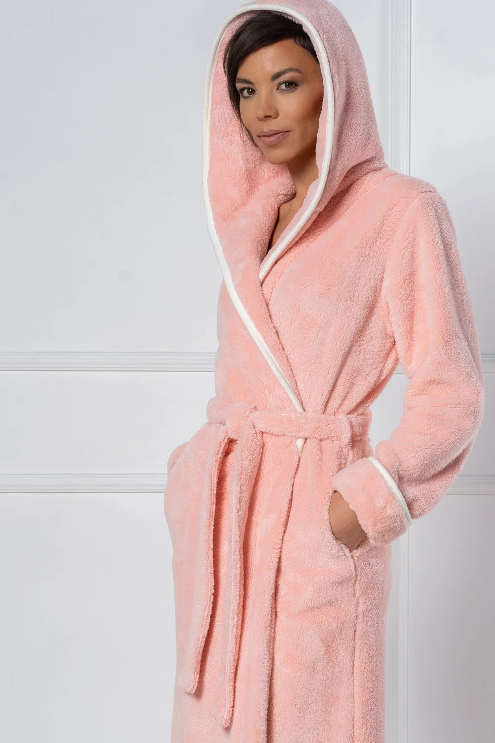 Belmanetti Hooded Wellsoft Women Bathrobes in mauve - Gift-ready packaging