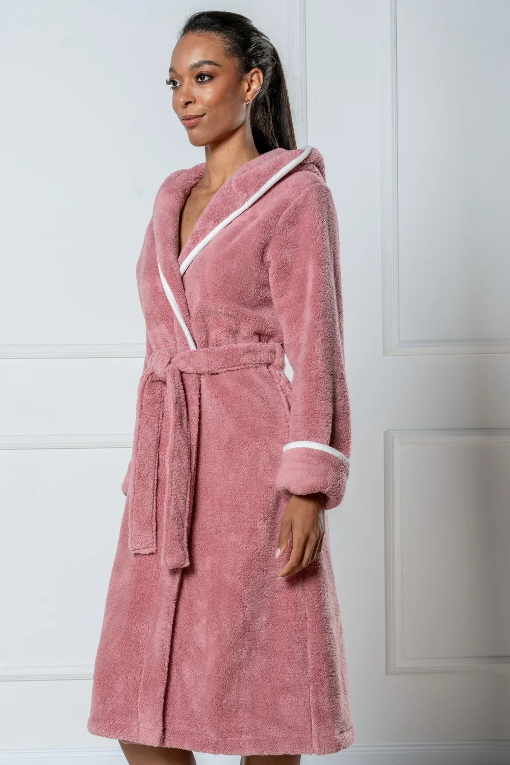 Belmanetti Hooded Wellsoft Women Bathrobes in peach - European craftsmanship