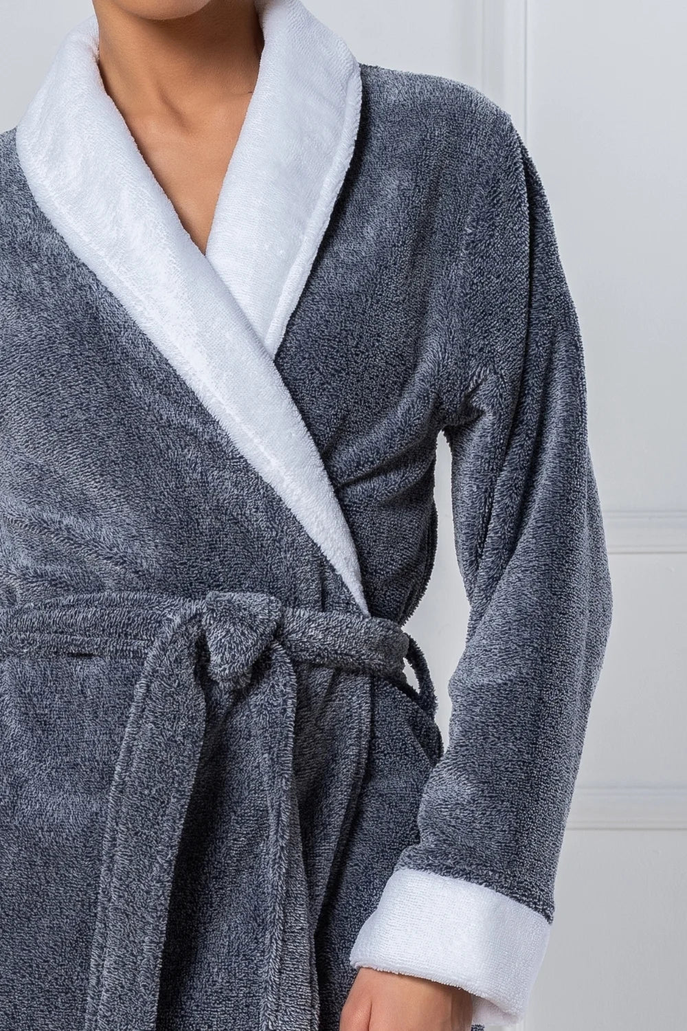 Belmanetti Cottonsoft Women S Melange Shawl Collar in Melange Blue - European craftsmanship