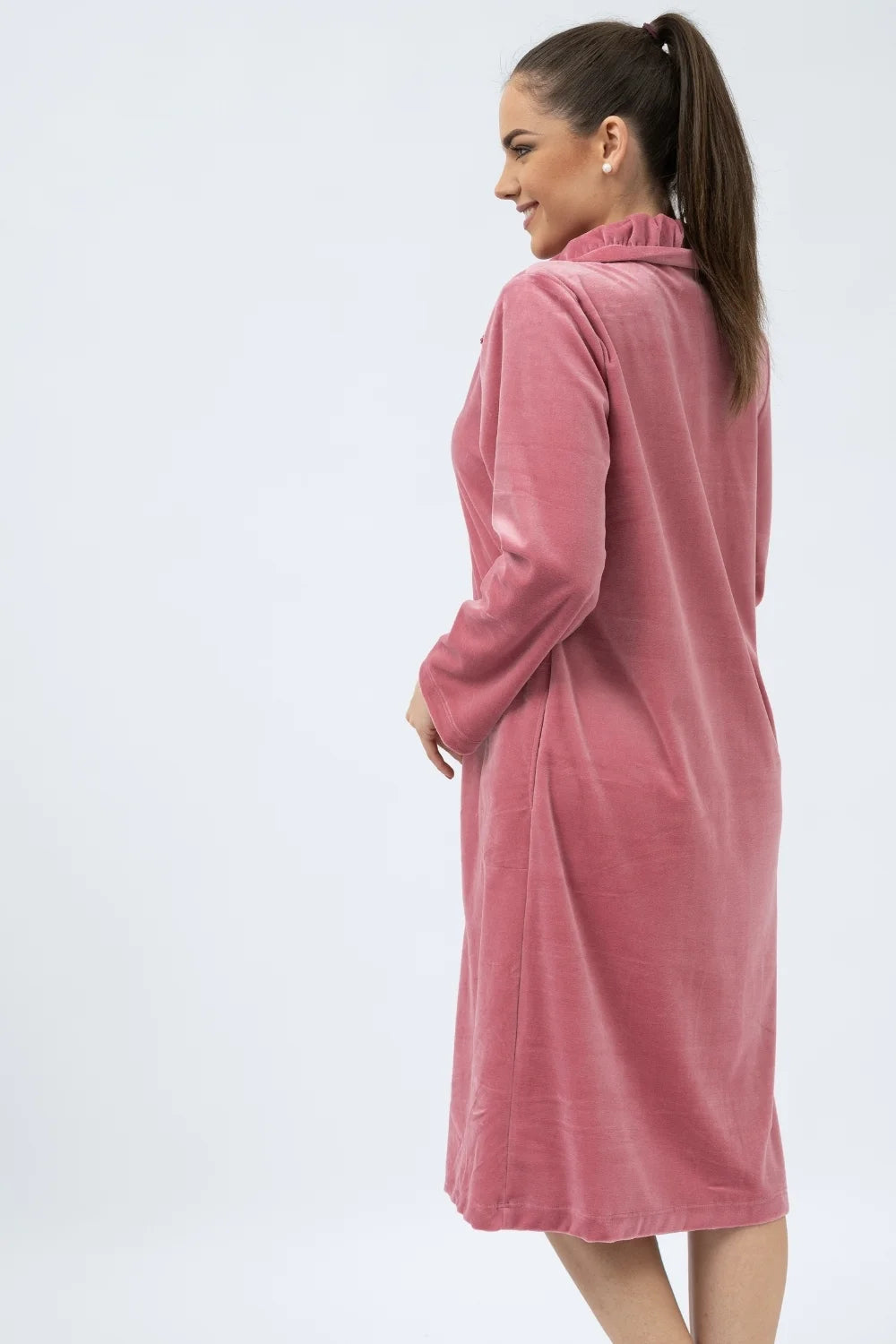 Belmanetti Classic Nicky Velour Women Zip Robe in Burgundy - Premium quality fabrics