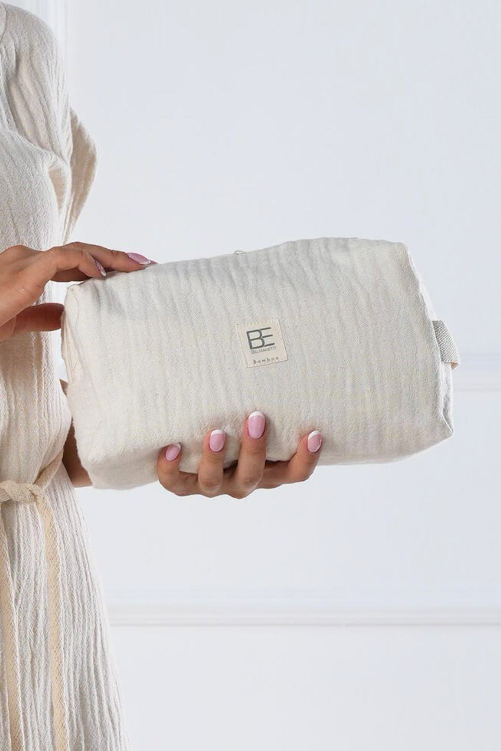 Belmanetti Multi Use Beach Pouch Bamboo Cotton in Green - Made in Europe