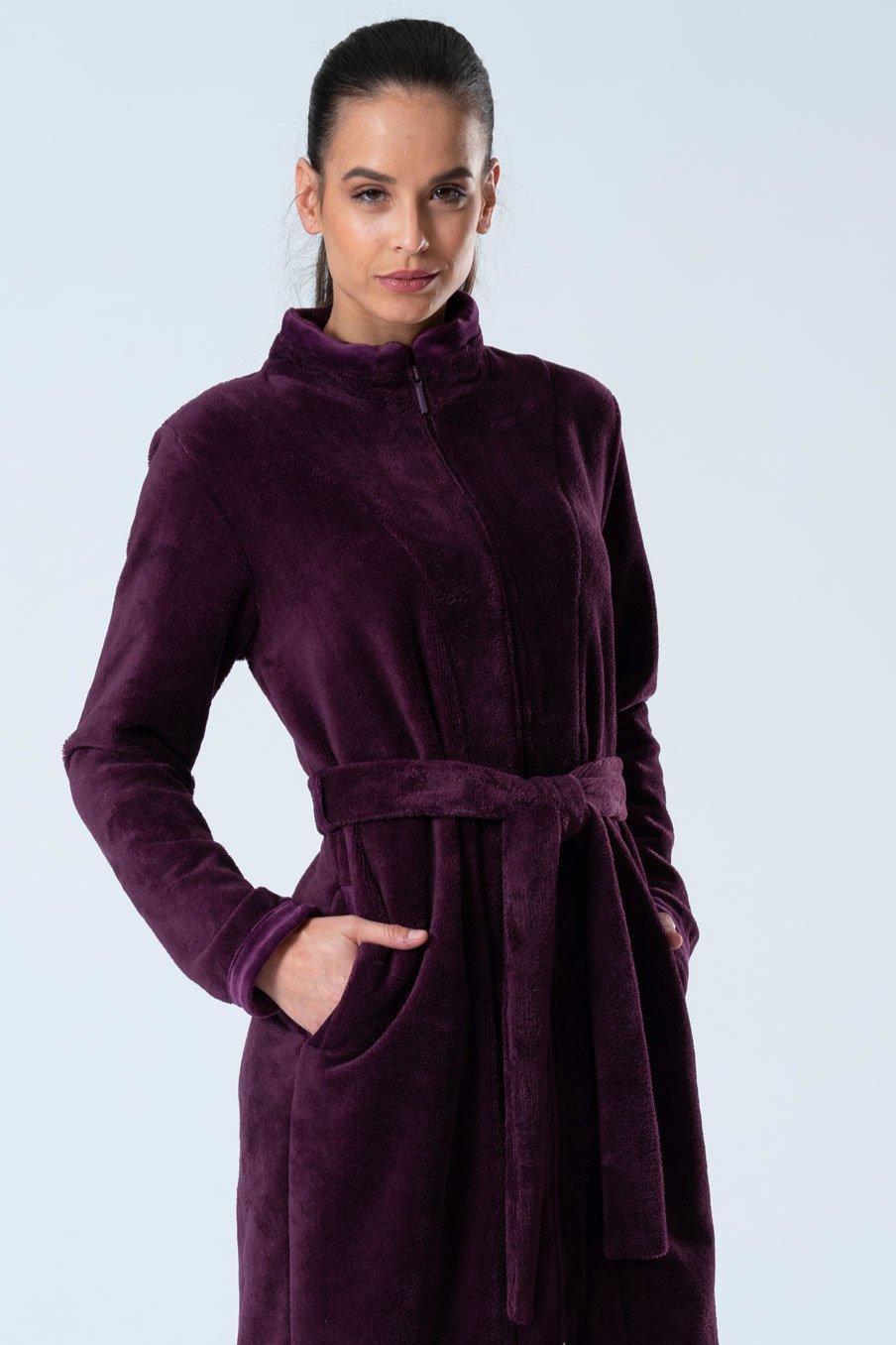 Belmanetti Bamboo Cotton Blend Full Zip Bathrobe in Rose - European craftsmanship