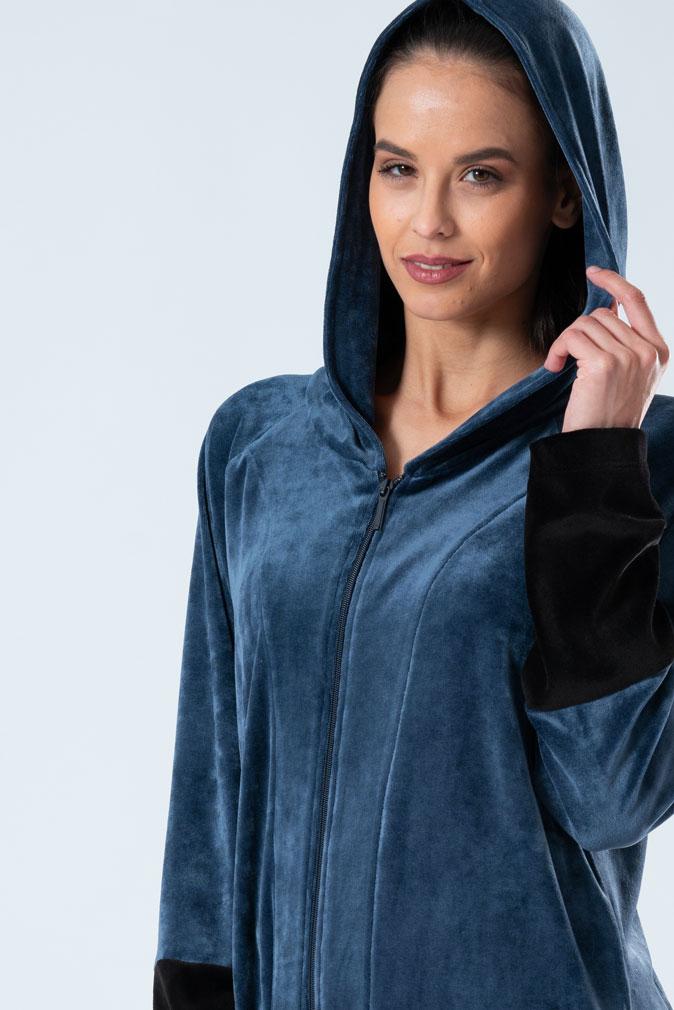 Belmanetti Modal Blend Color Block Full Zip in Indigo - European craftsmanship