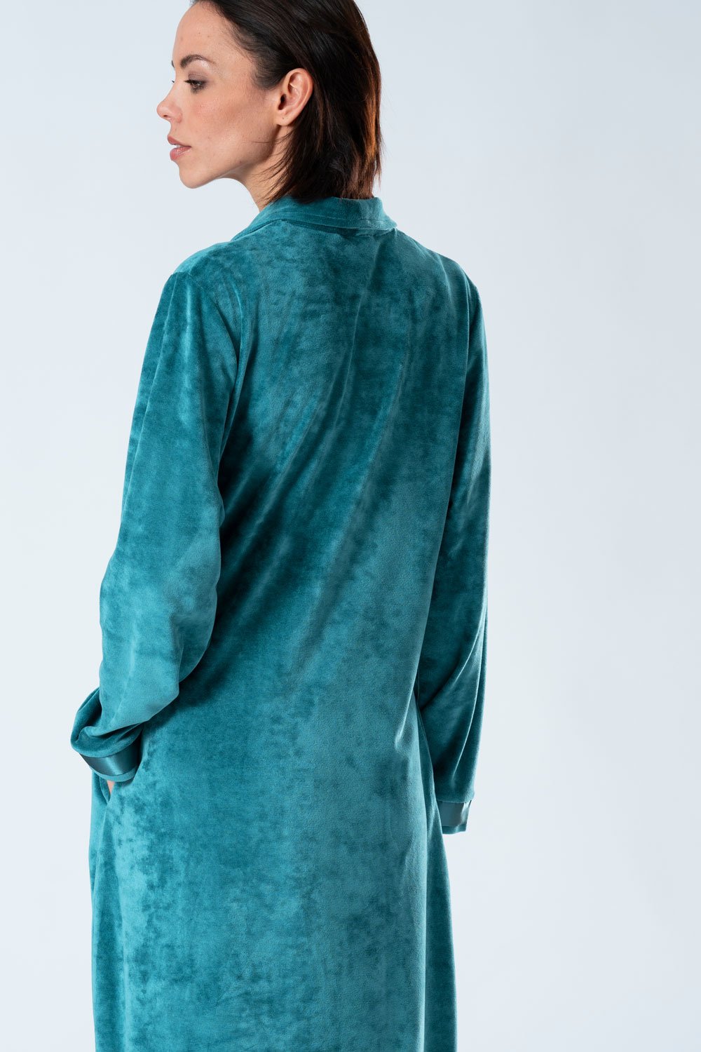 Belmanetti Long Modal Nicky Velour Robe With in Dark Grey - Everyday spa comfort