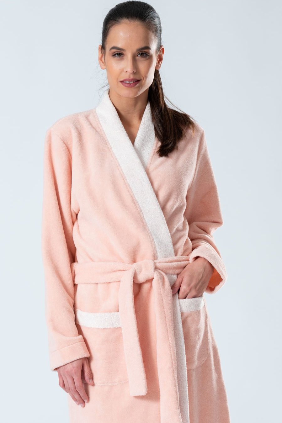 Belmanetti Bamboo Blend Long Kimono Robe in Coral - Free returns