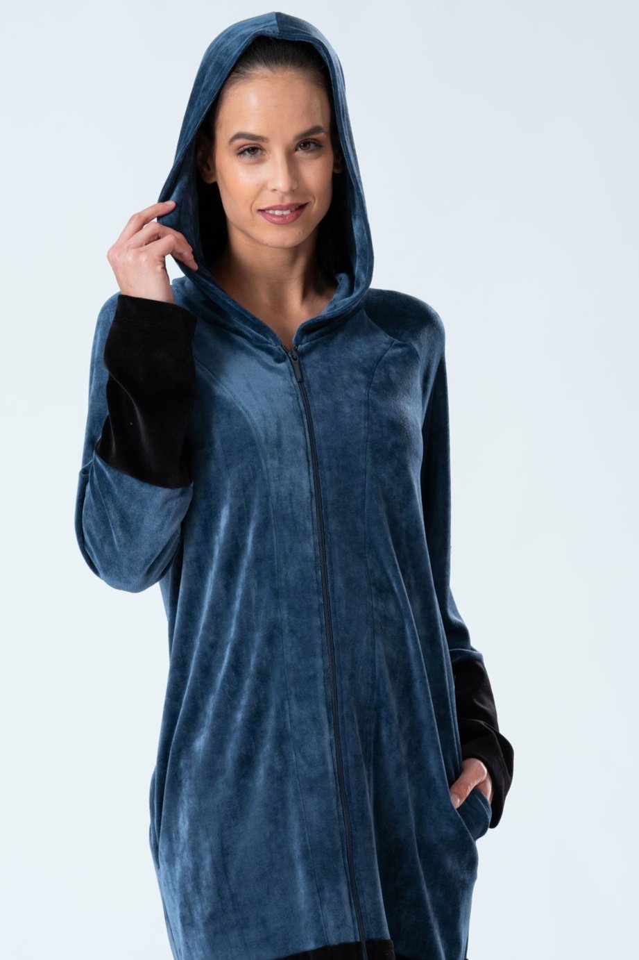 Belmanetti Modal Blend Color Block Full Zip in Indigo - Everyday spa comfort