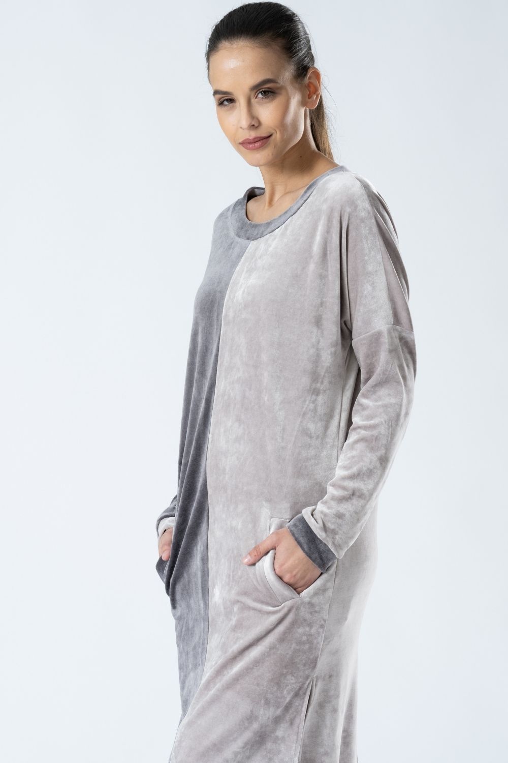 Belmanetti Luxury Bamboo Velour Loungewear Two Tone in 711 Shark - Everyday spa comfort