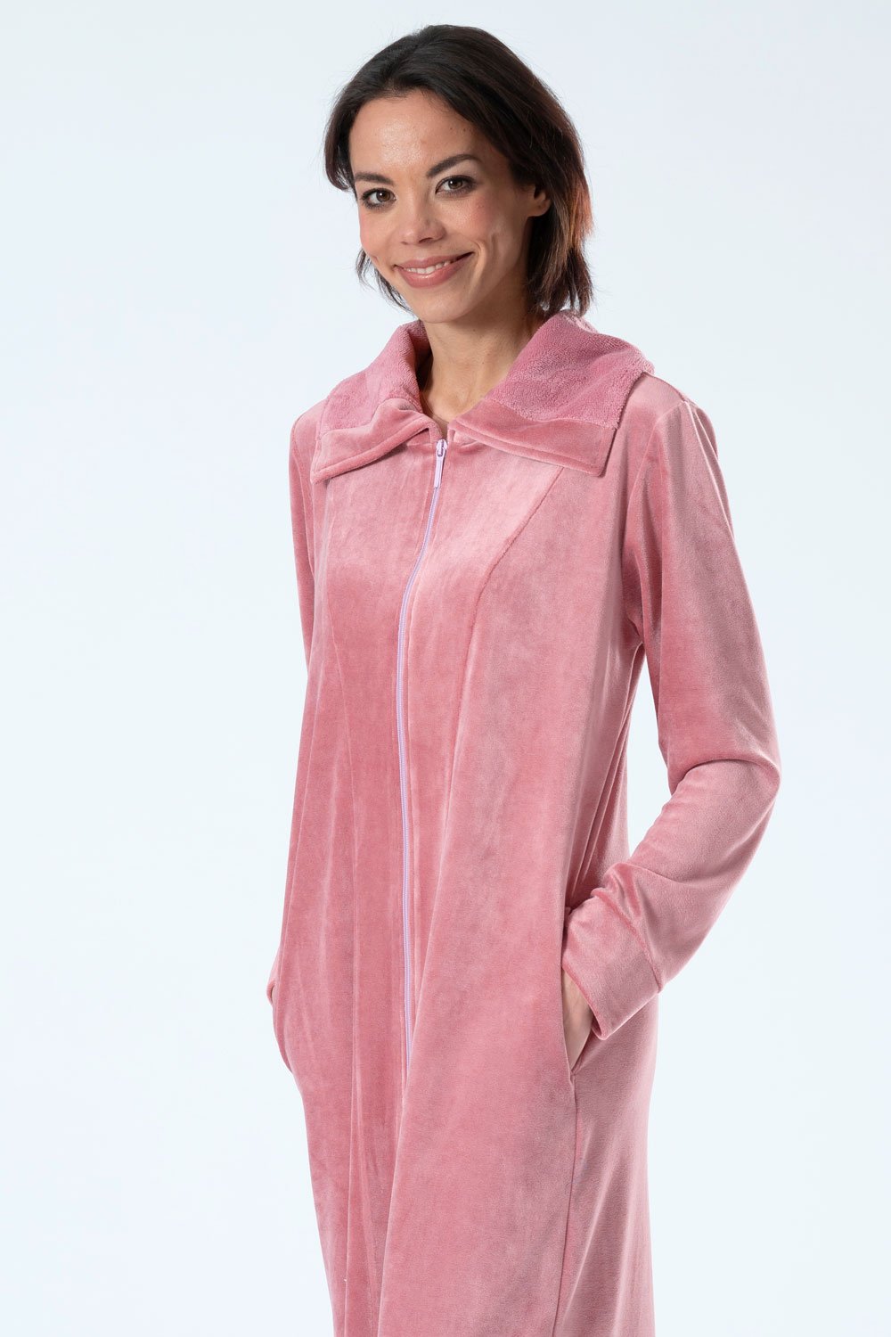 Belmanetti Extra Long Full Zip Bamboo Velour in Rose - Bamboo-based comfort