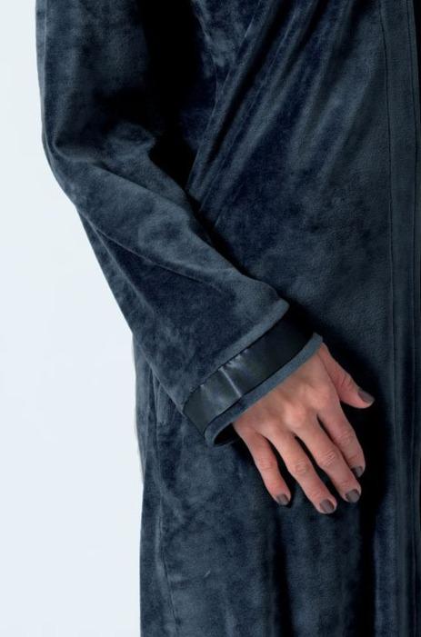 Belmanetti Long Modal Nicky Velour Robe With in Night Blue - Free returns