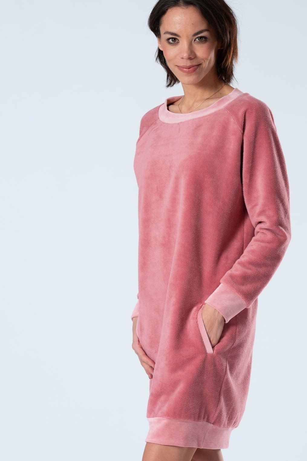 Belmanetti Womens Bamboo Warming Home Dress in Rose - European craftsmanship